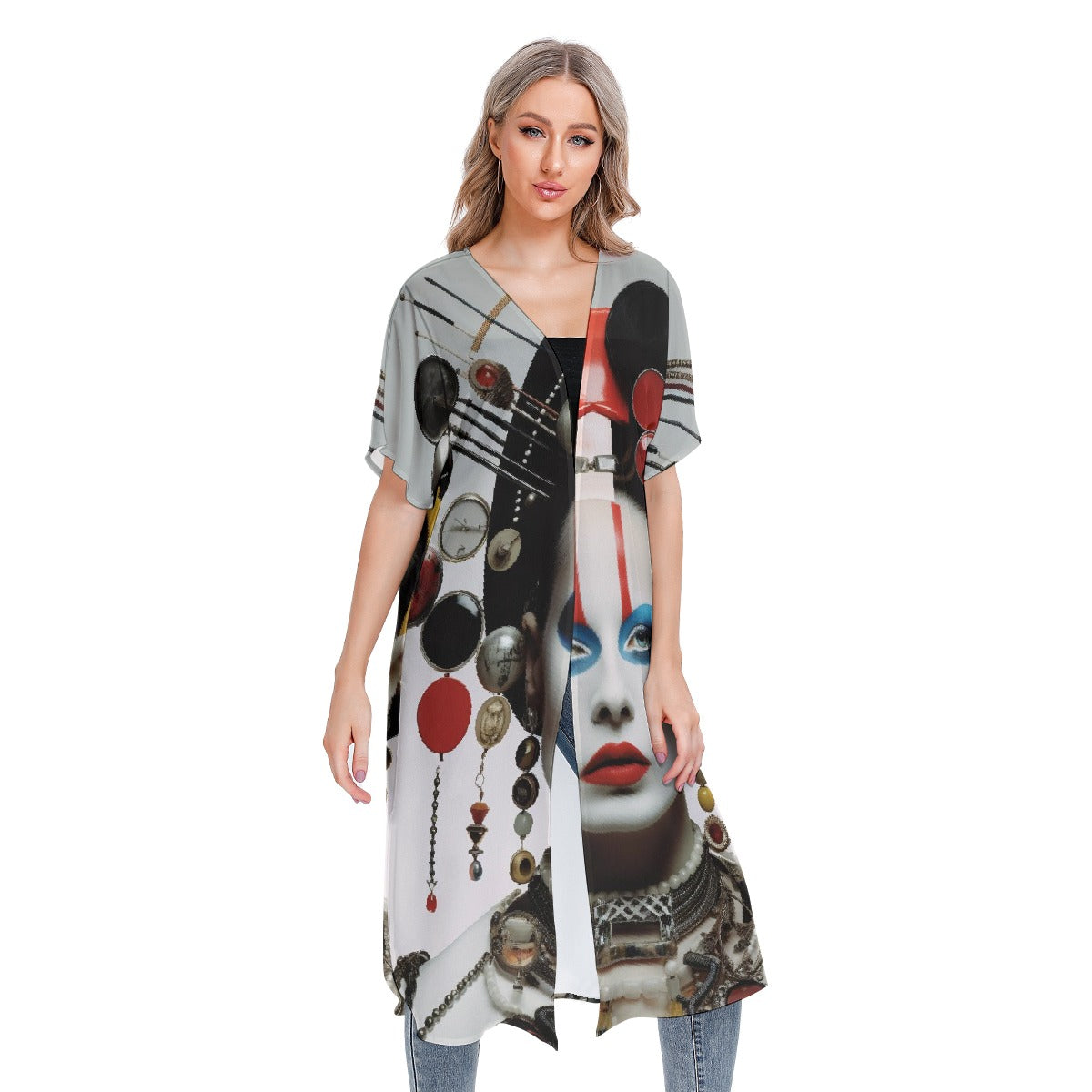 All-Over Print Women's Short Sleeve Cardigan