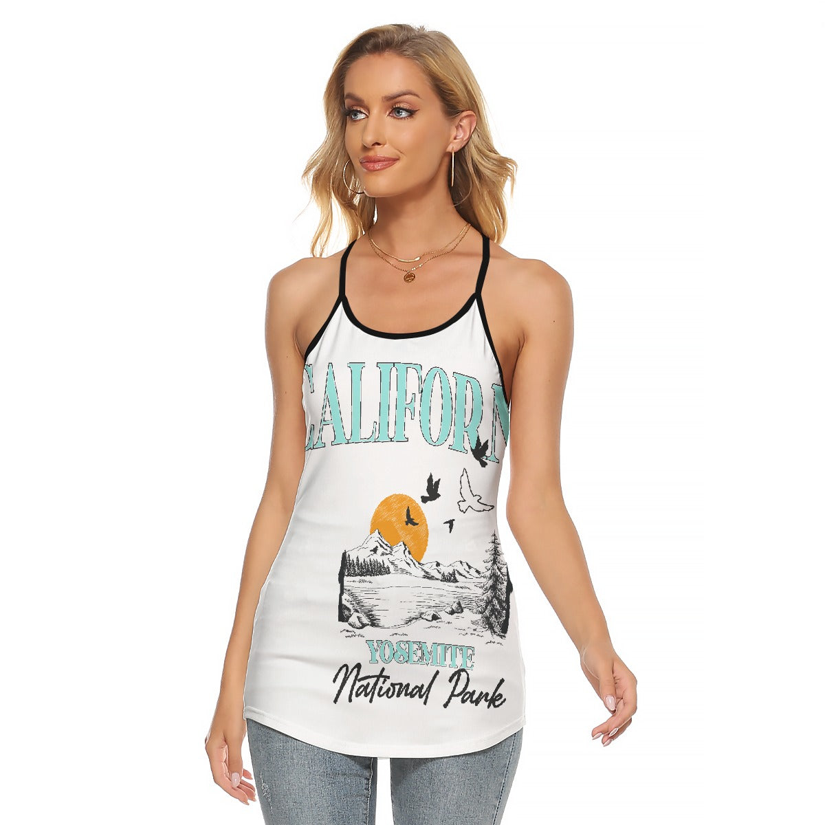 All-Over Print Women's Criss-Cross Open Back Tank Top