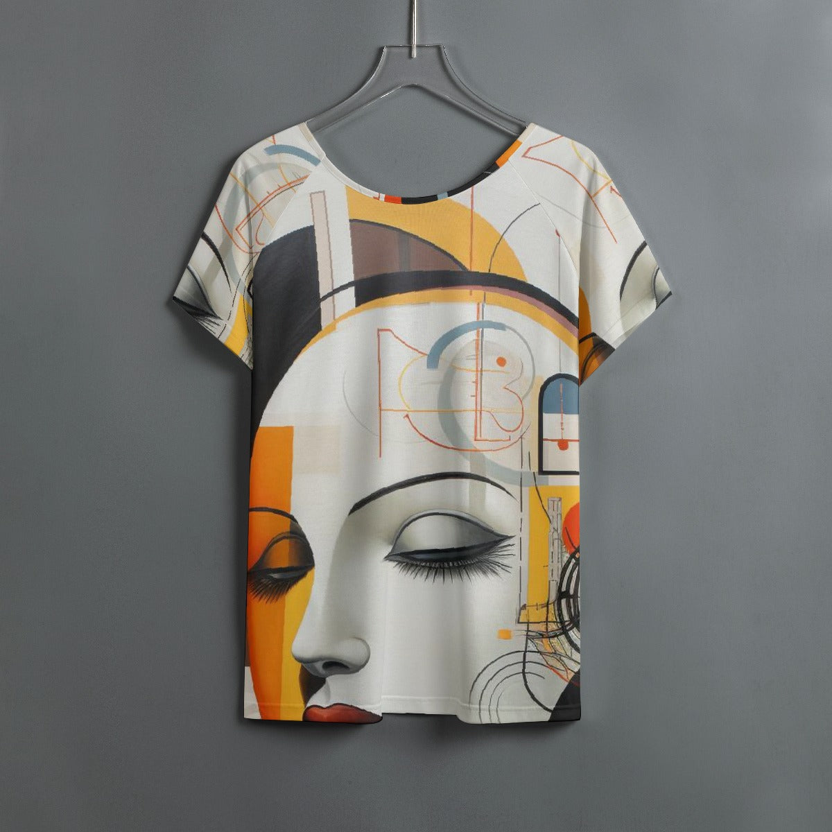 All-Over Print Women's Round Neck T-shirt With Raglan Sleeve