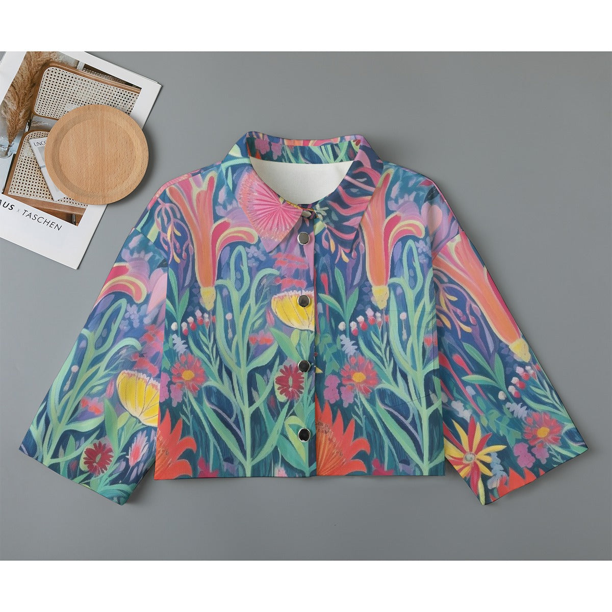 All-Over Print Women's Cropped Jacket | 245GSM Cotton