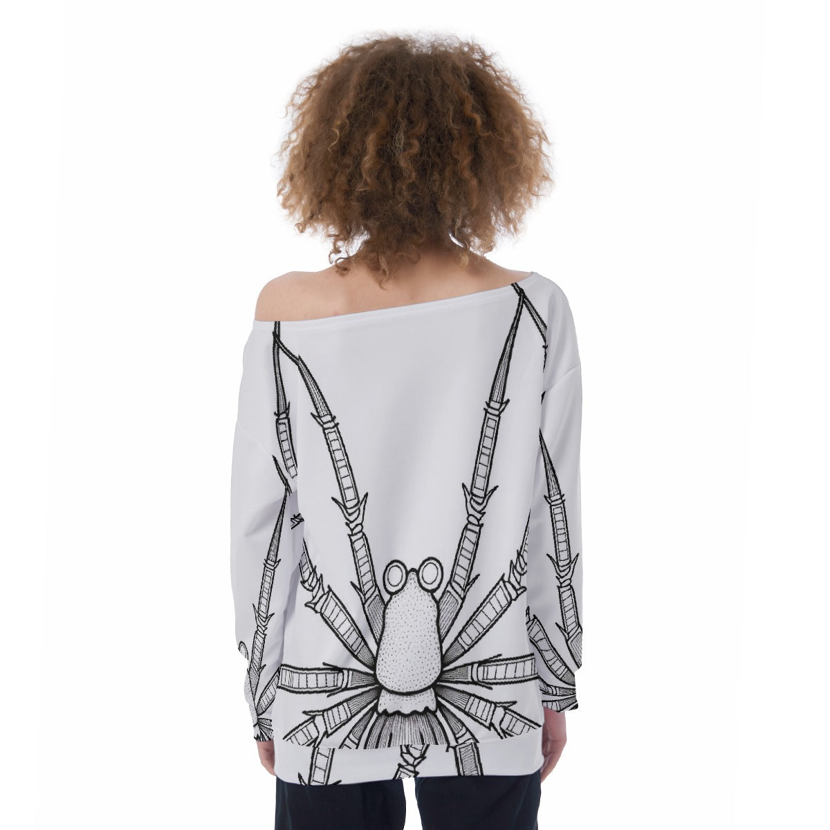 All-Over Print Oversized Women's Off-Shoulder Sweatshirt