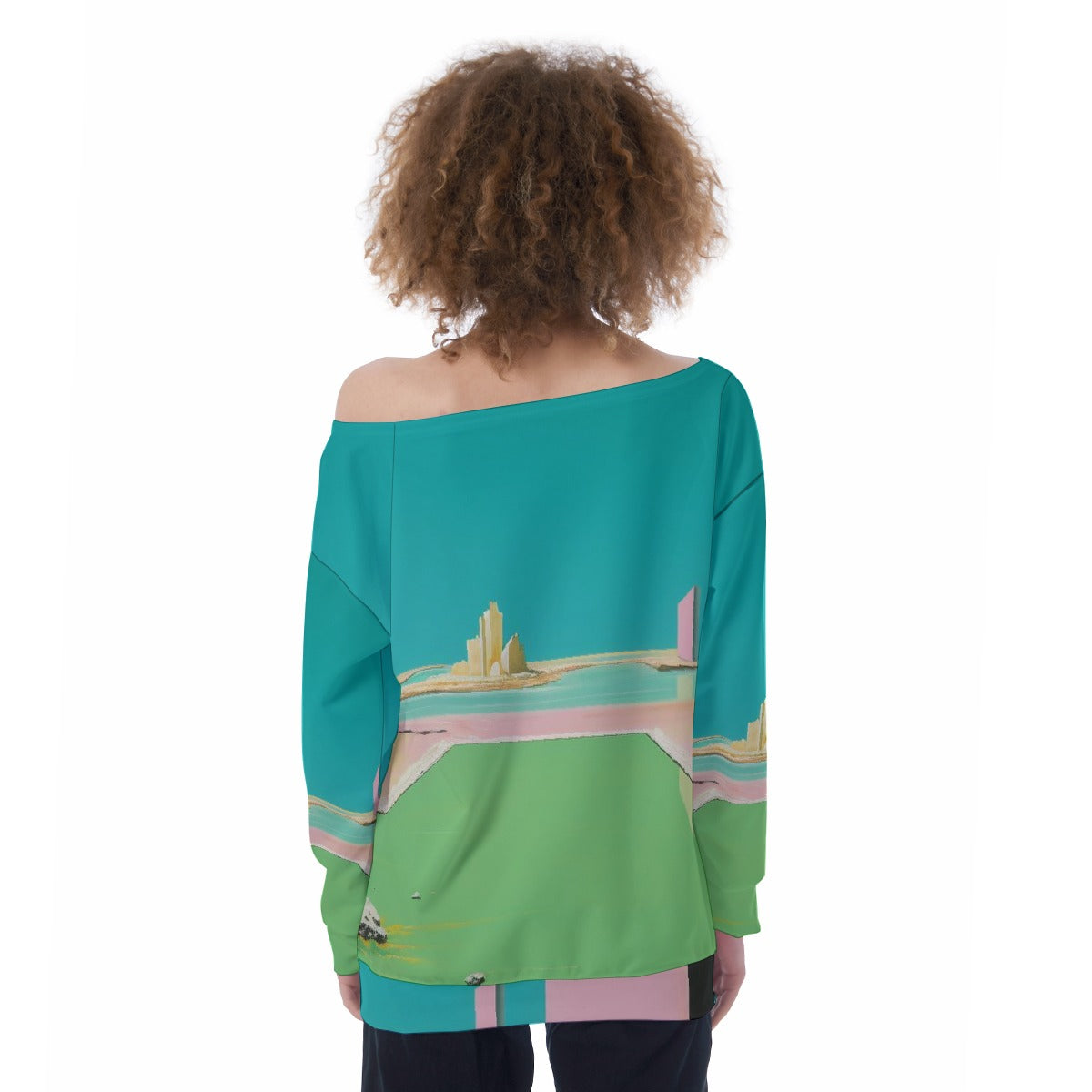 All-Over Print Oversized Women's Off-Shoulder Sweatshirt