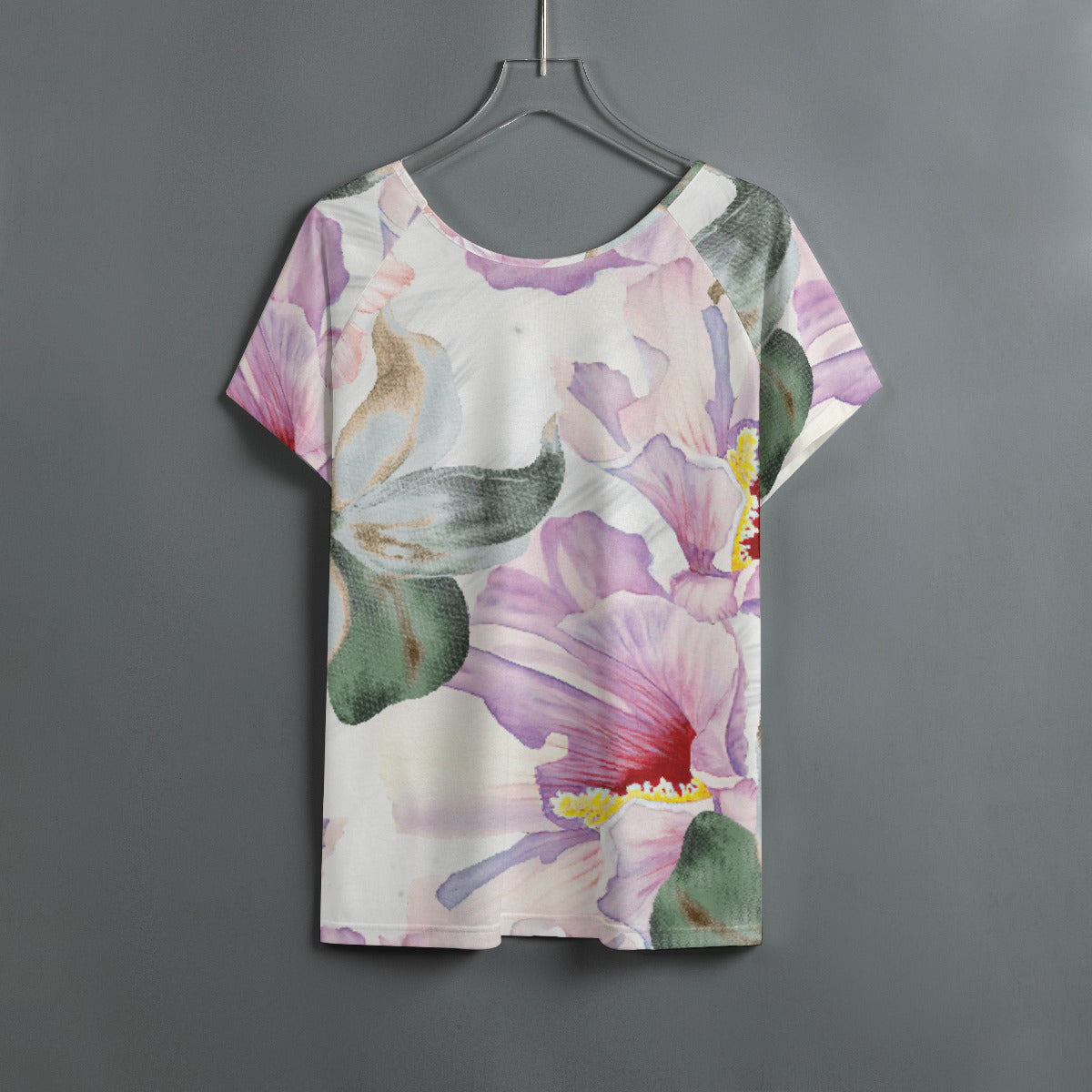 All-Over Print Women's Round Neck T-shirt With Raglan Sleeve