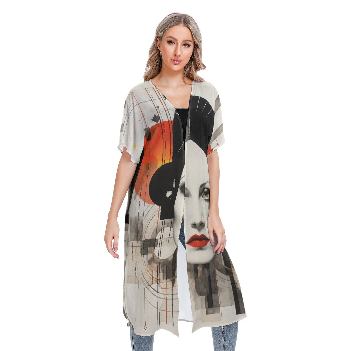 All-Over Print Women's Short Sleeve Cardigan