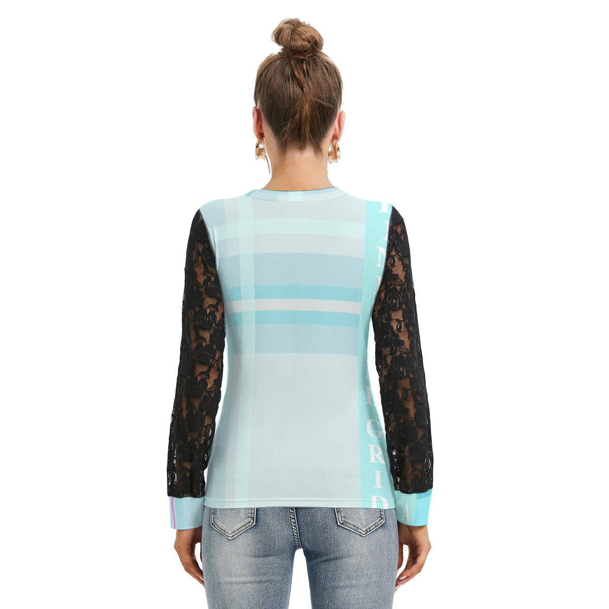All-Over Print Women's T-shirt And Sleeve With Black Lace