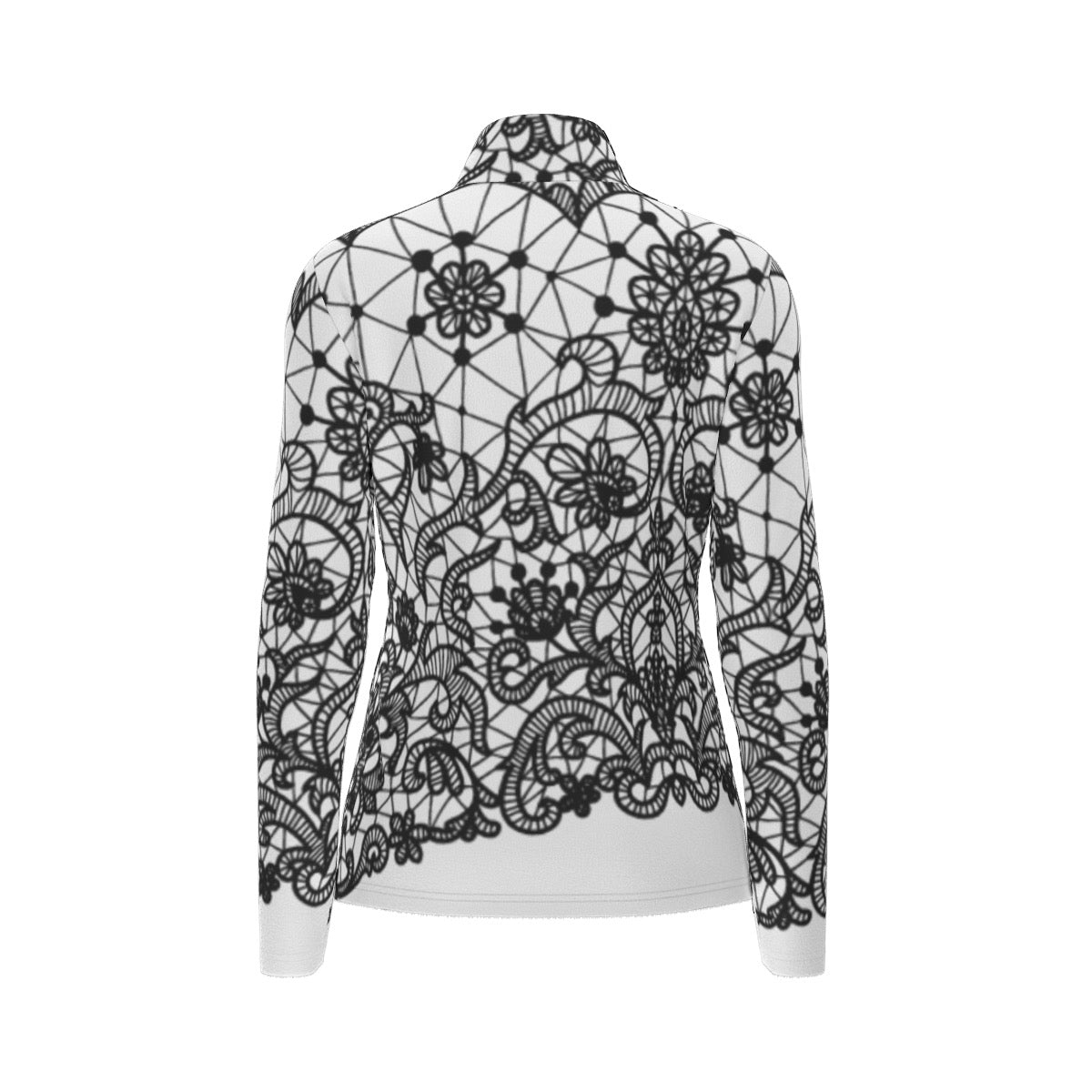 All-Over Print Women's Sports Collar Jersey With Long Sleeve