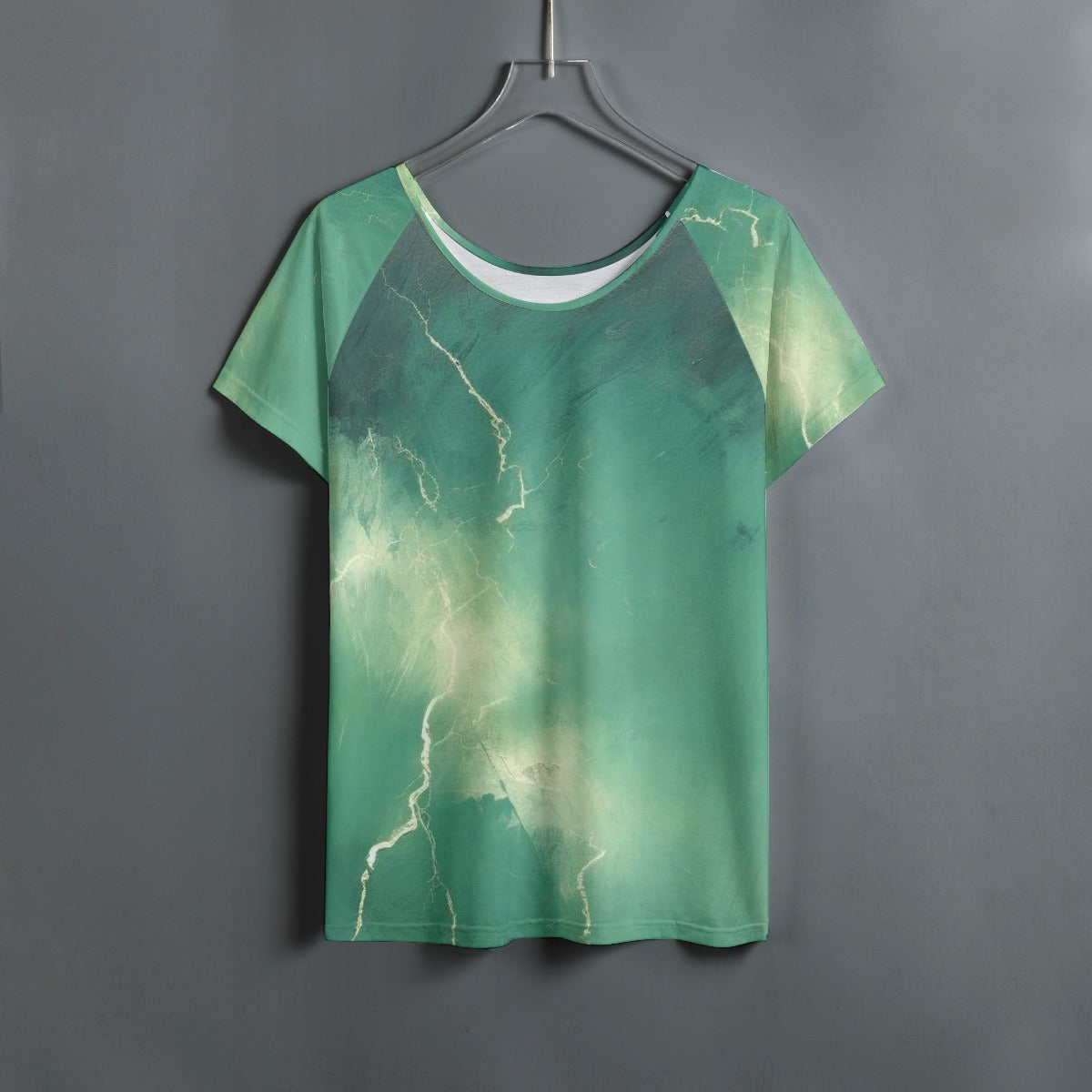 All-Over Print Women's Round Neck T-shirt With Raglan Sleeve