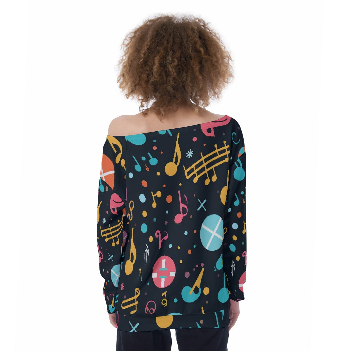 All-Over Print Oversized Women's Off-Shoulder Sweatshirt