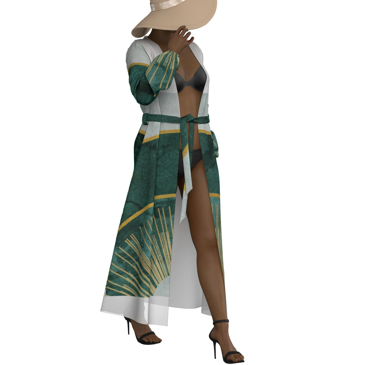 All-Over Print Women's Lace-up Chiffon Robe