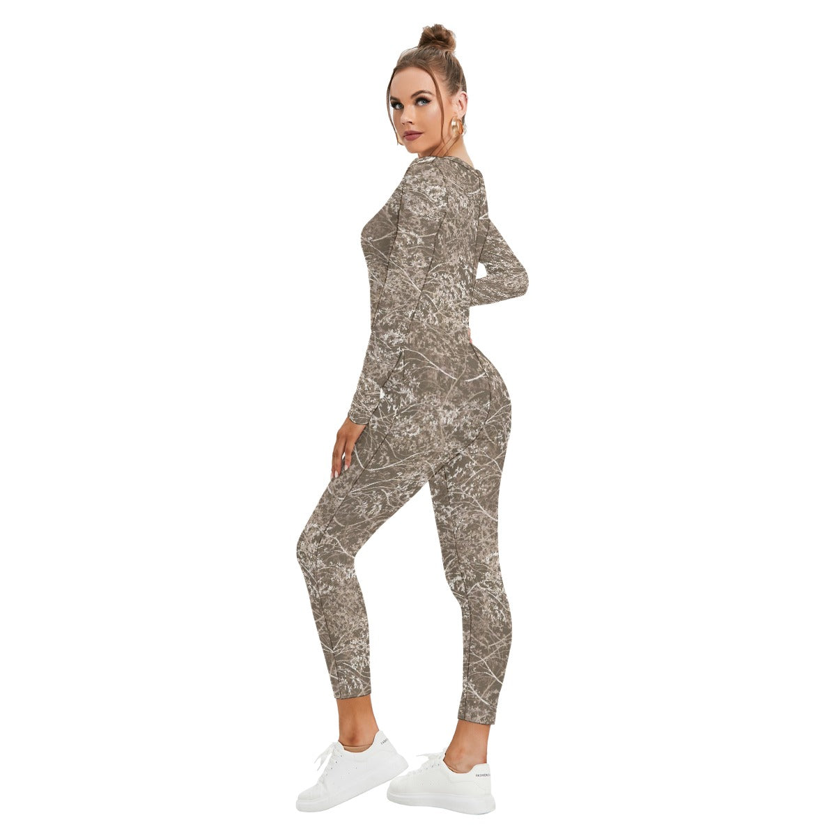 All-Over Print Women's Plunging Neck Jumpsuit