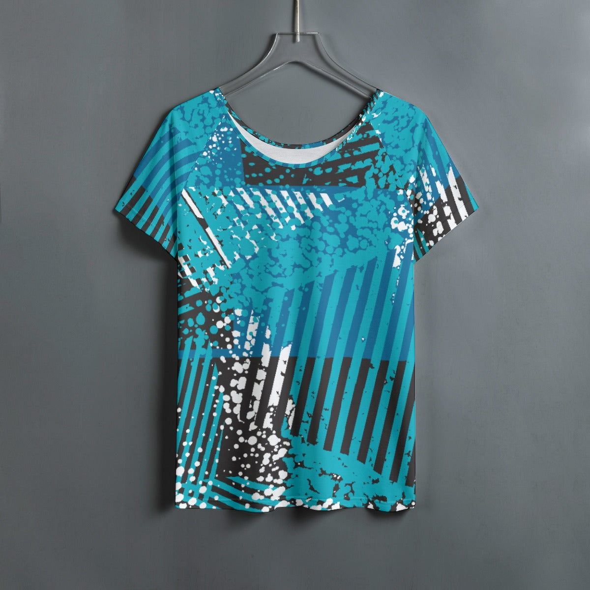 All-Over Print Women's Round Neck T-shirt With Raglan Sleeve