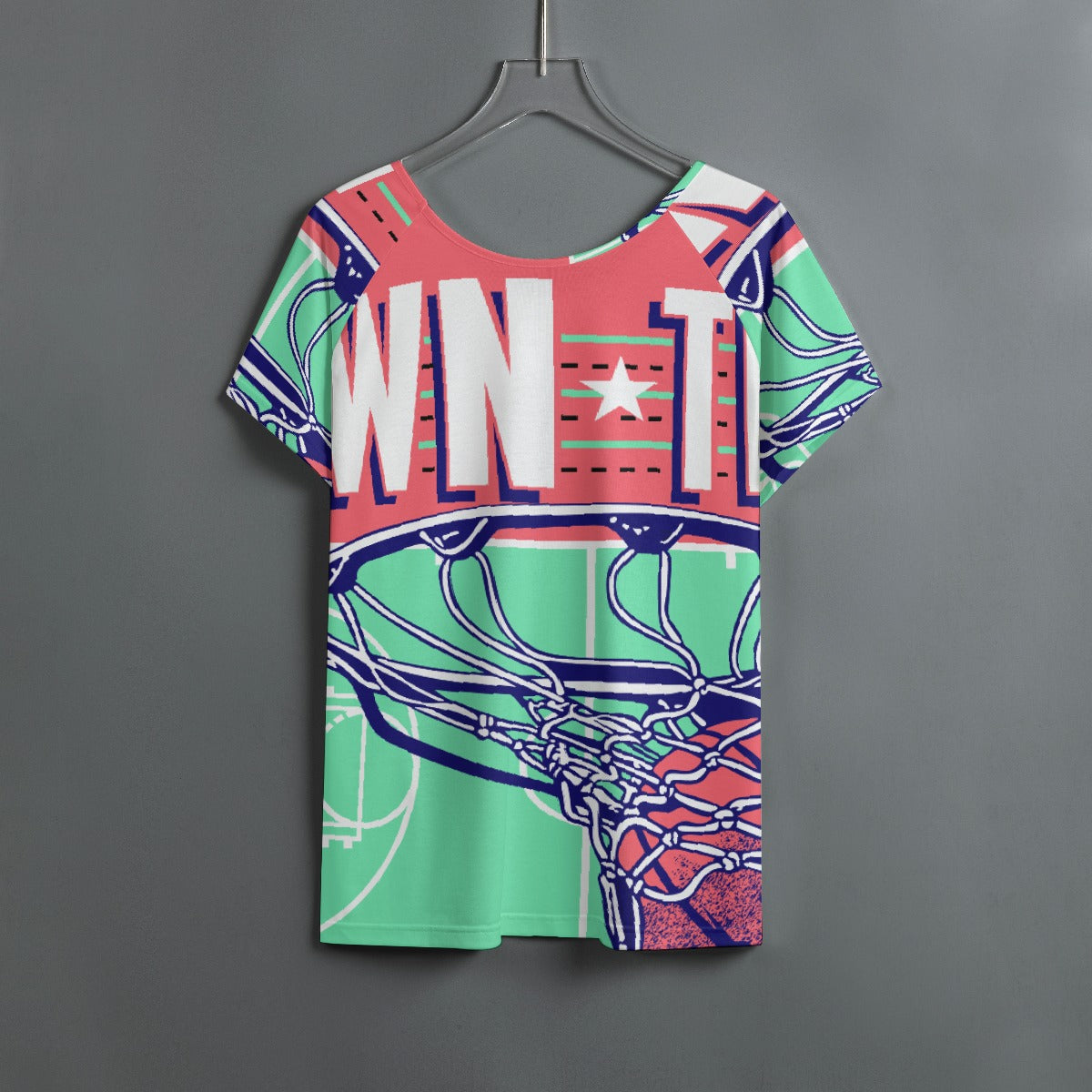 All-Over Print Women's Round Neck T-shirt With Raglan Sleeve