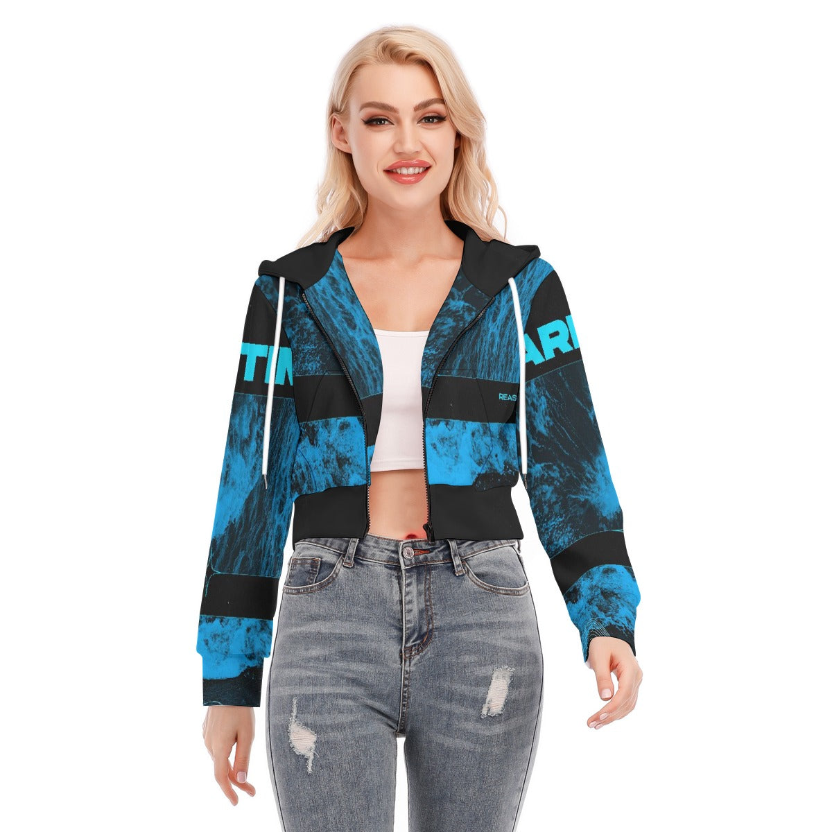 All-Over Print Women's Crop Top Hoodie With Zipper Closure
