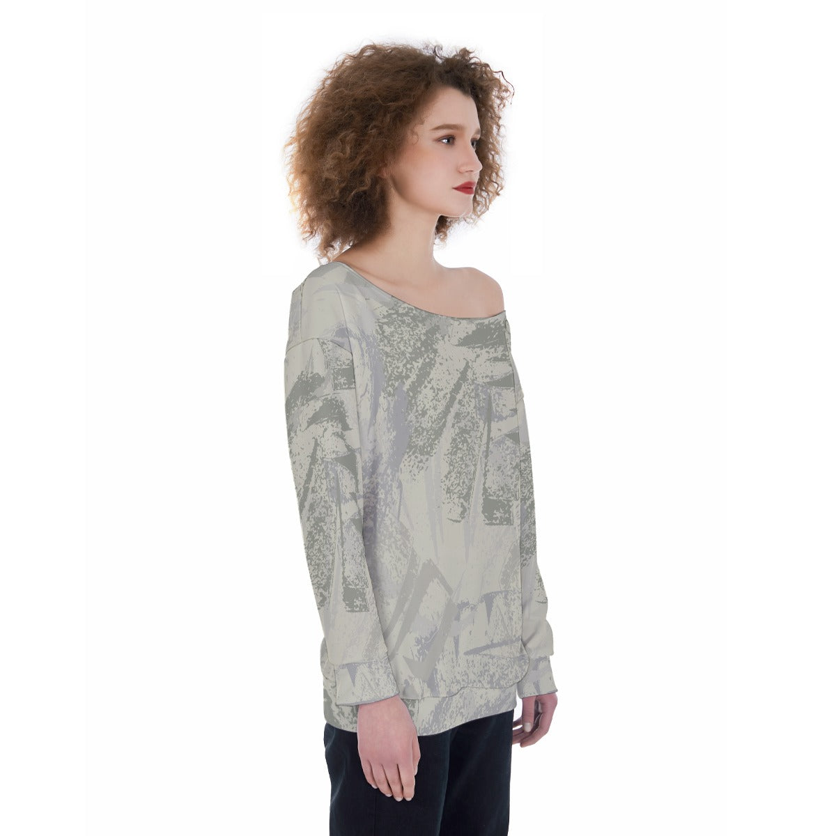 All-Over Print Oversized Women's Off-Shoulder Sweatshirt