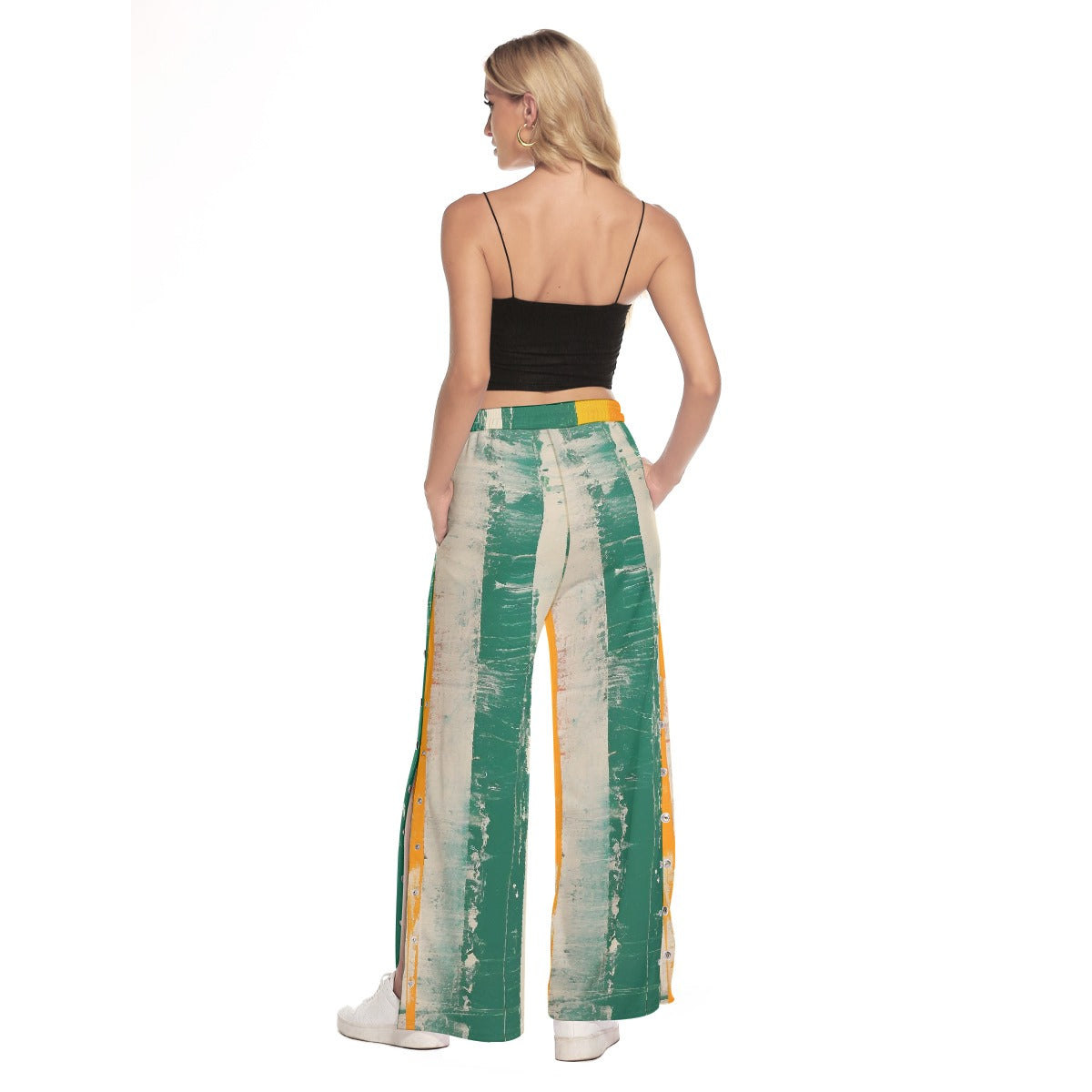 All-Over Print Women's Side Slit Snap Button Trousers