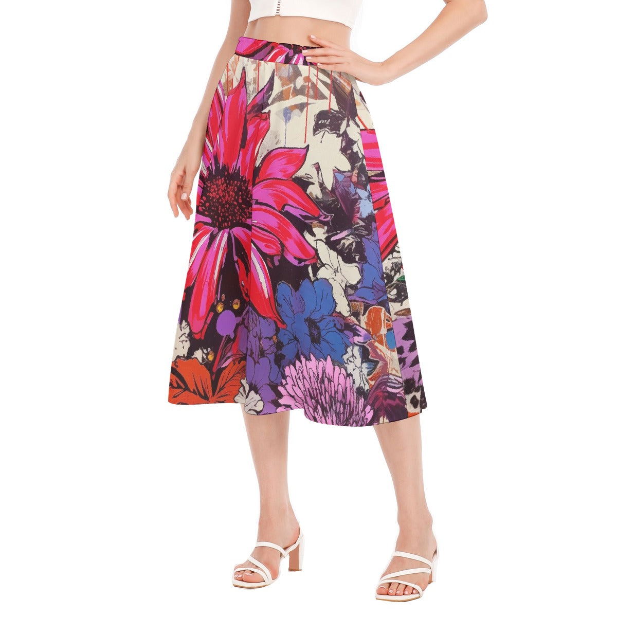 All-Over Print Women's Long Section Chiffon Skirt