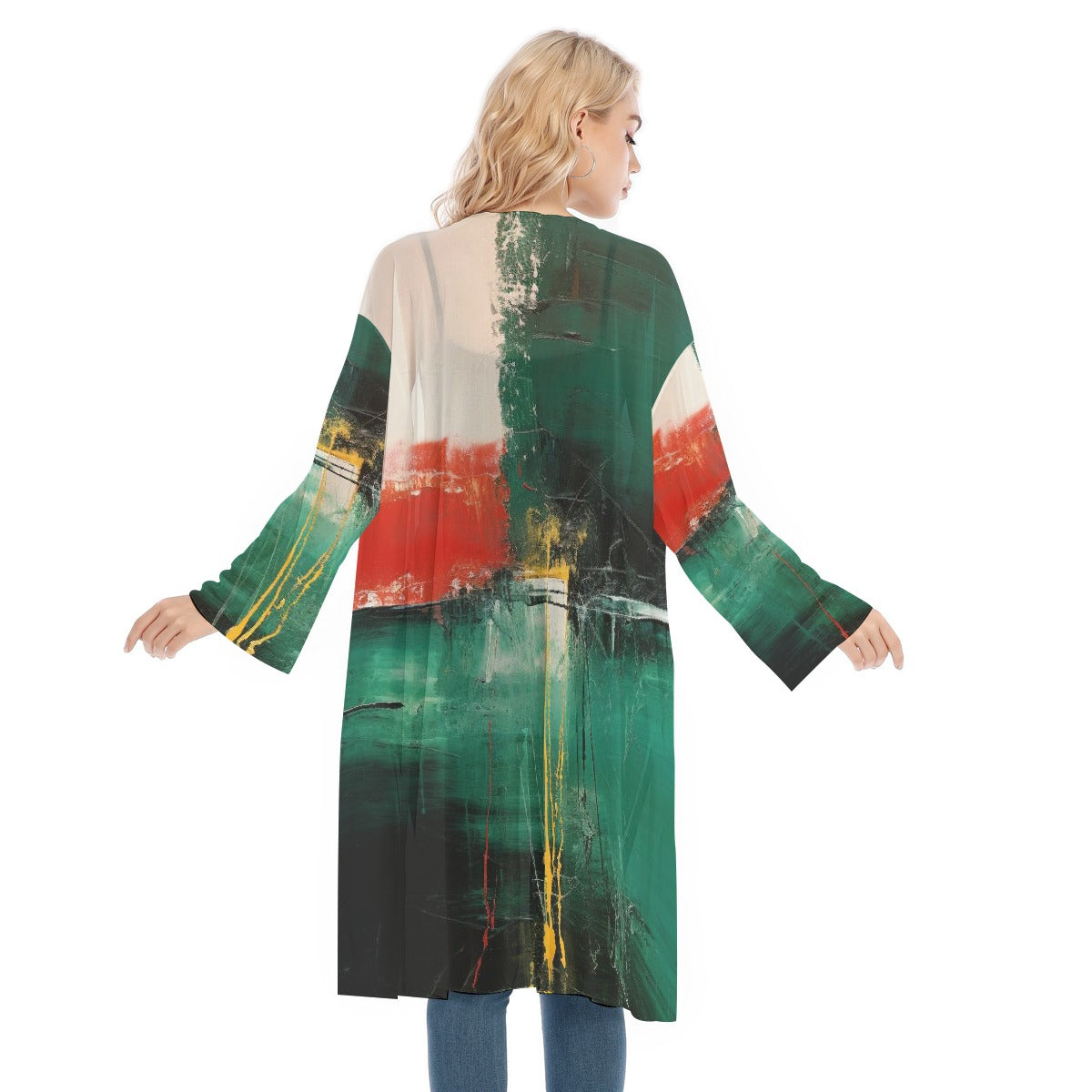 All- Over Print Women's Long Sleeve Mesh Cardigan