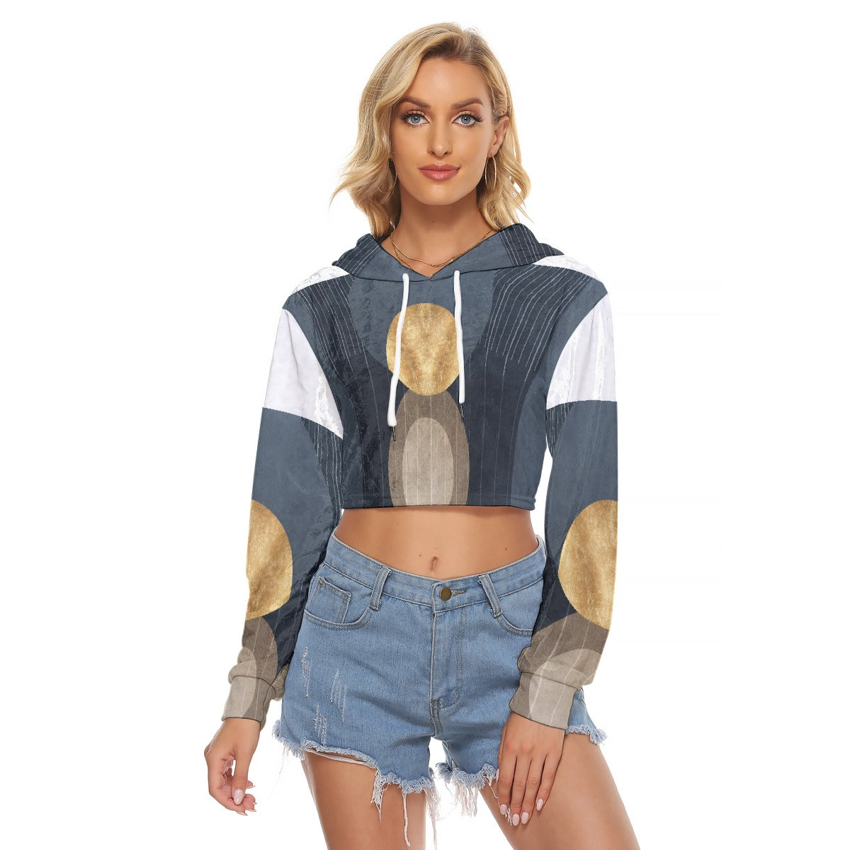 All-Over Print Women's Crop Top Hoodie|Velvet