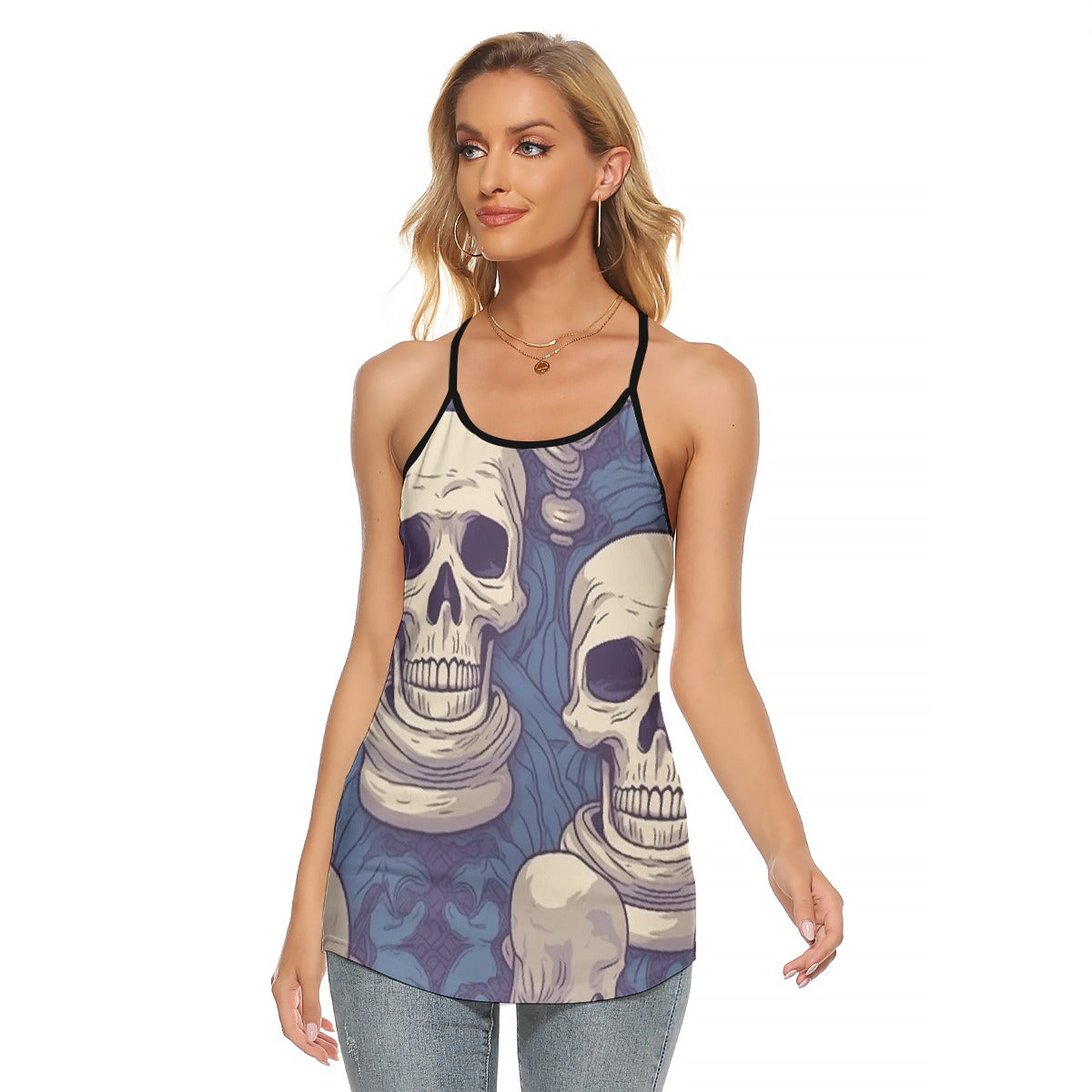 All-Over Print Women's Criss-Cross Open Back Tank Top