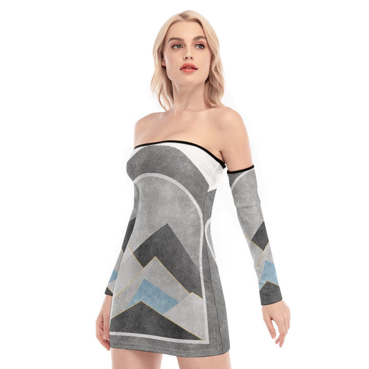 All-Over Print Women's Off-shoulder Back Lace-up Dress