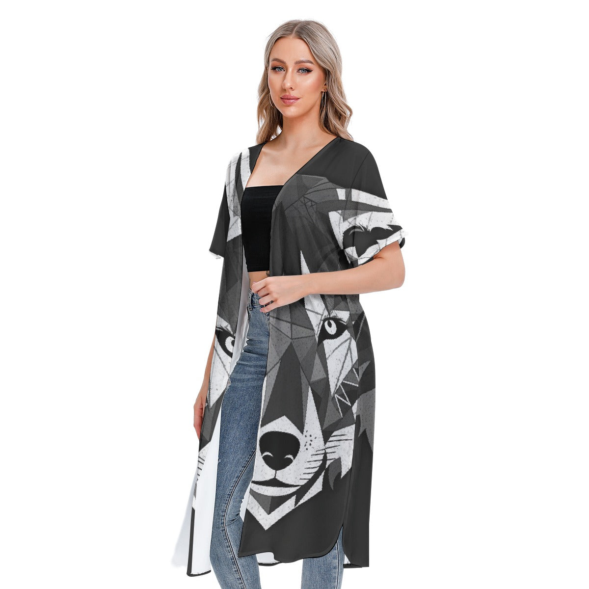 All-Over Print Women's Short Sleeve Cardigan