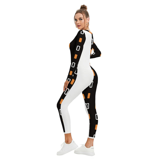 All-Over Print Women's Plunging Neck Jumpsuit