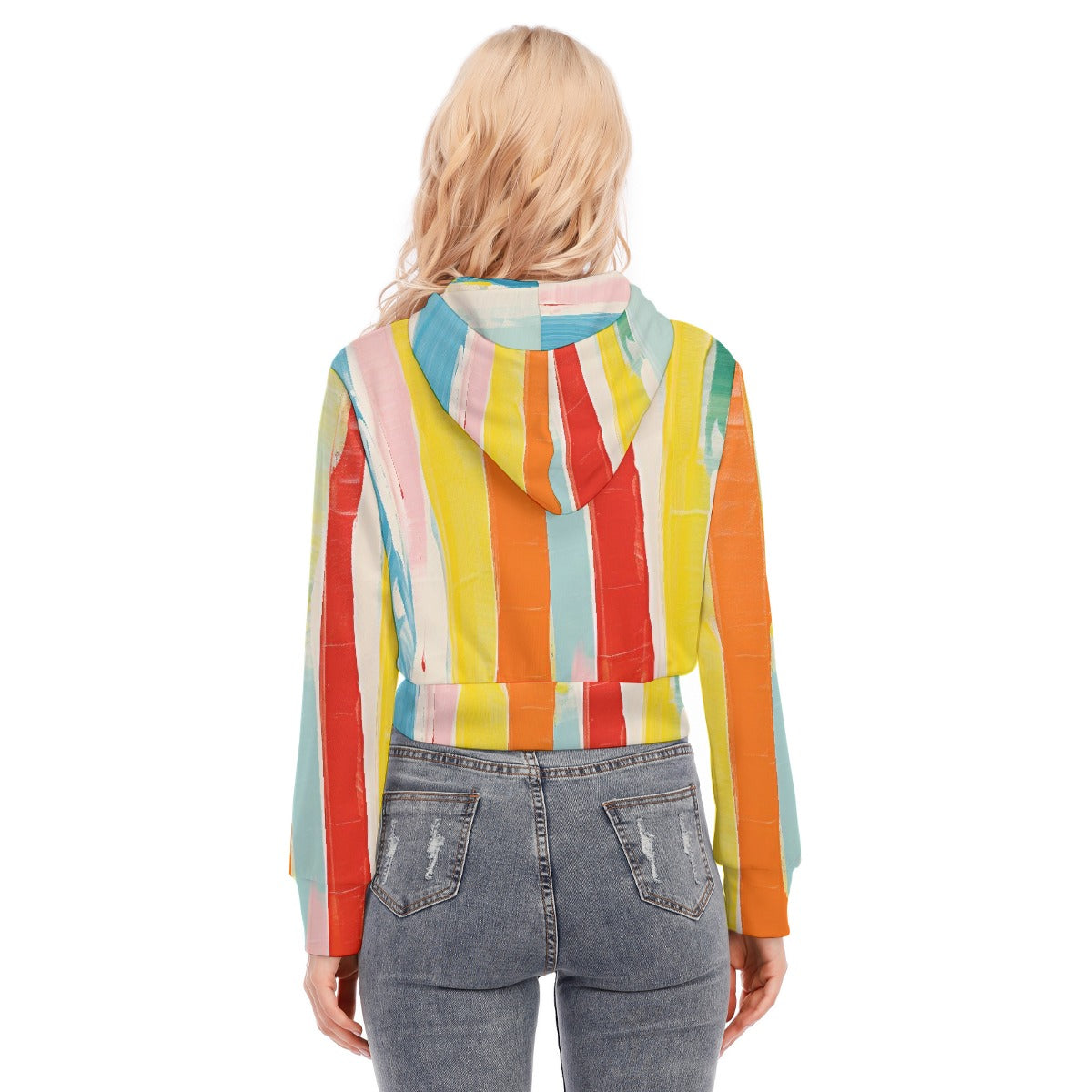 All-Over Print Women's Crop Top Hoodie With Zipper Closure
