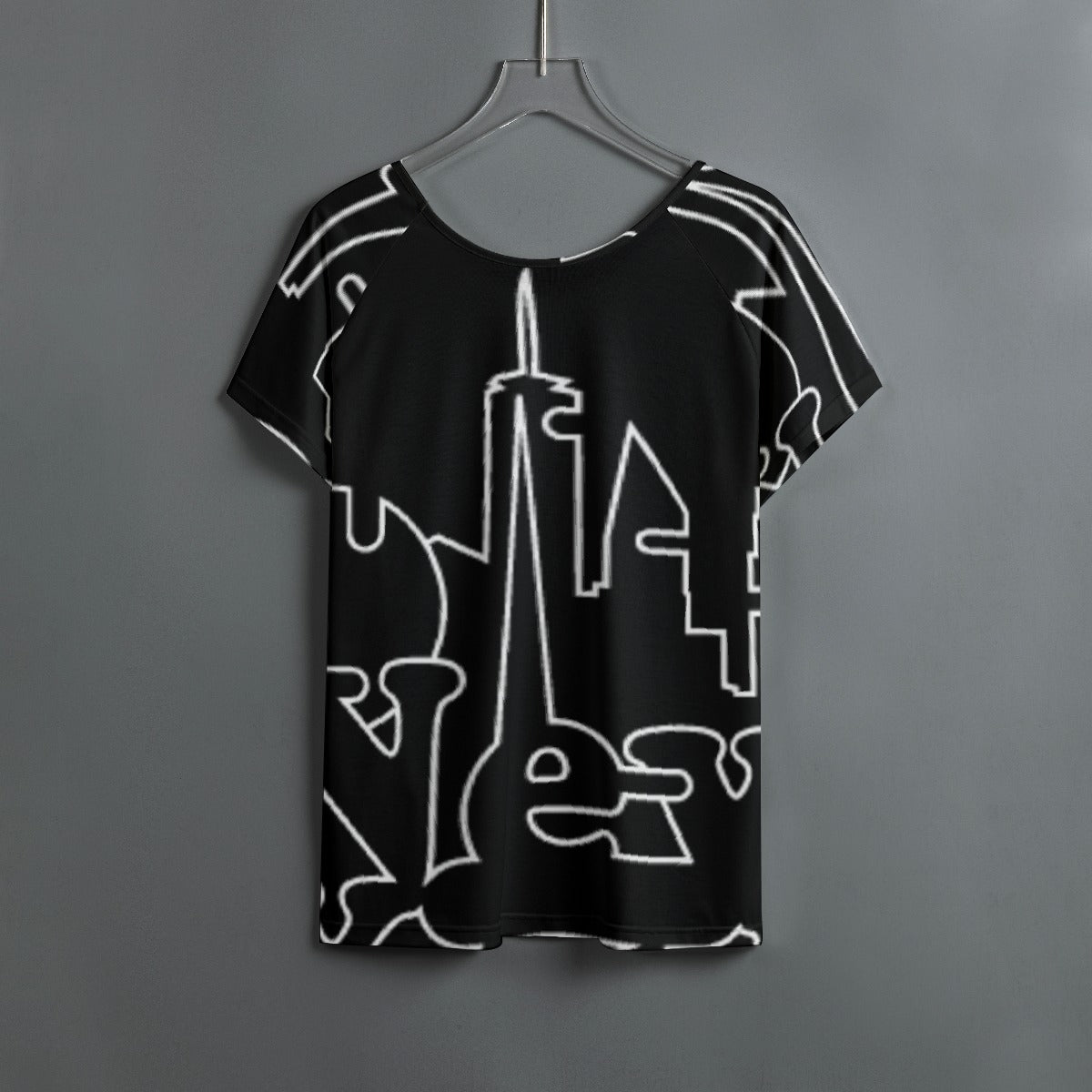 All-Over Print Women's Round Neck T-shirt With Raglan Sleeve