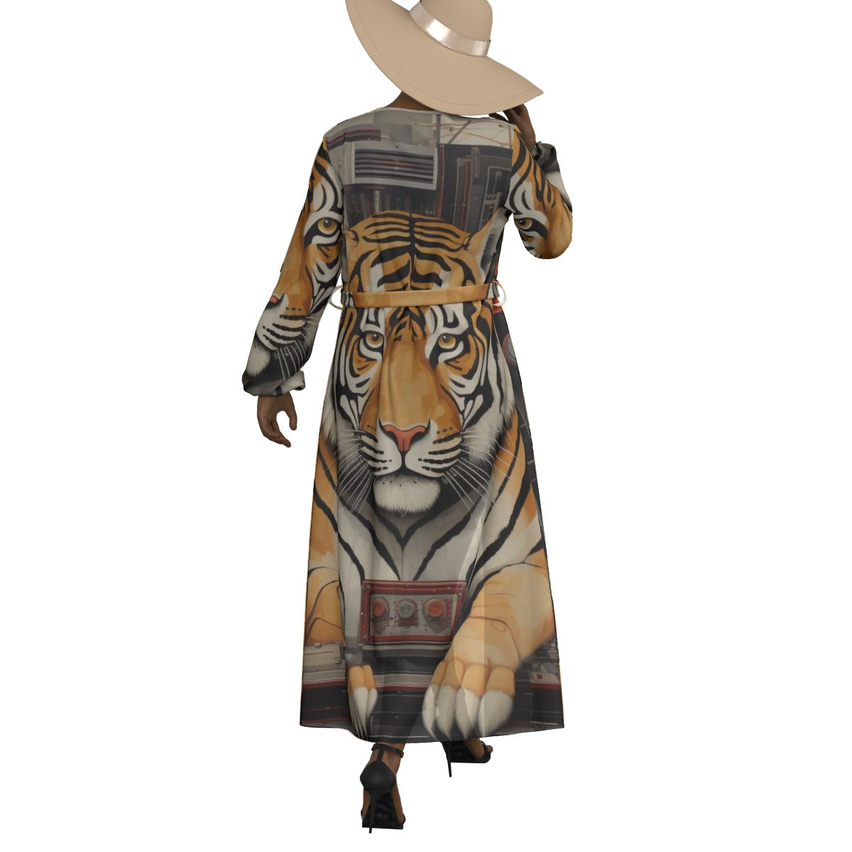 All-Over Print Women's Lace-up Chiffon Robe