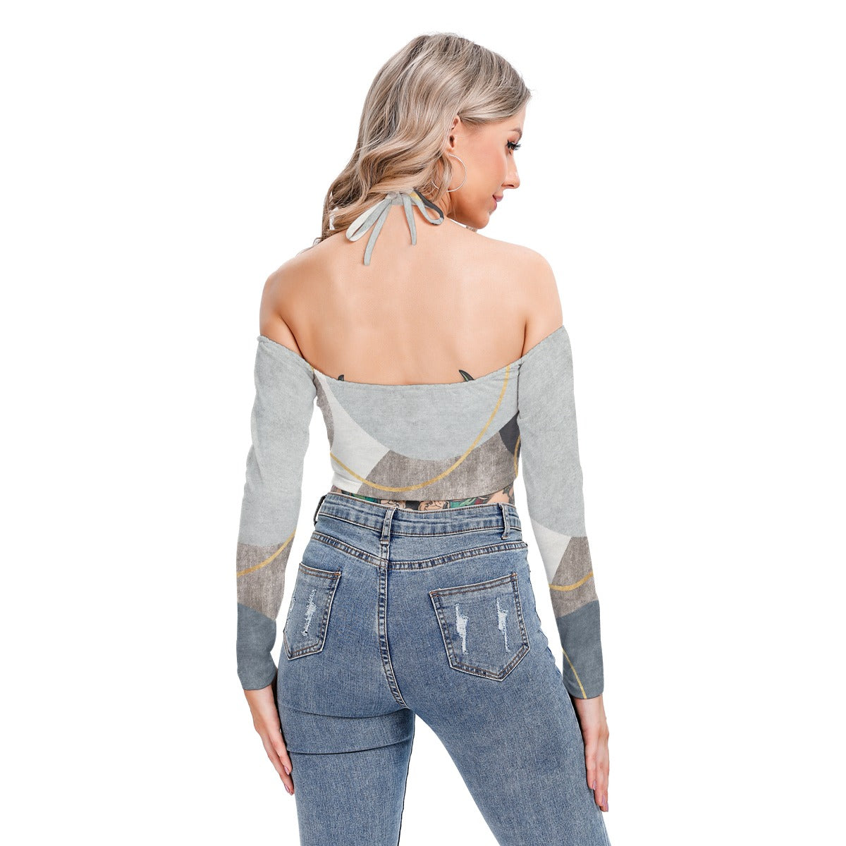 All-Over Print Women's Halter Lace-up Top