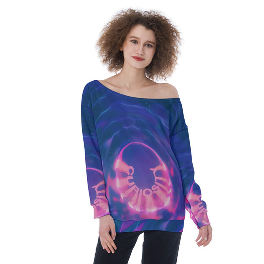 All-Over Print Oversized Women's Off-Shoulder Sweatshirt