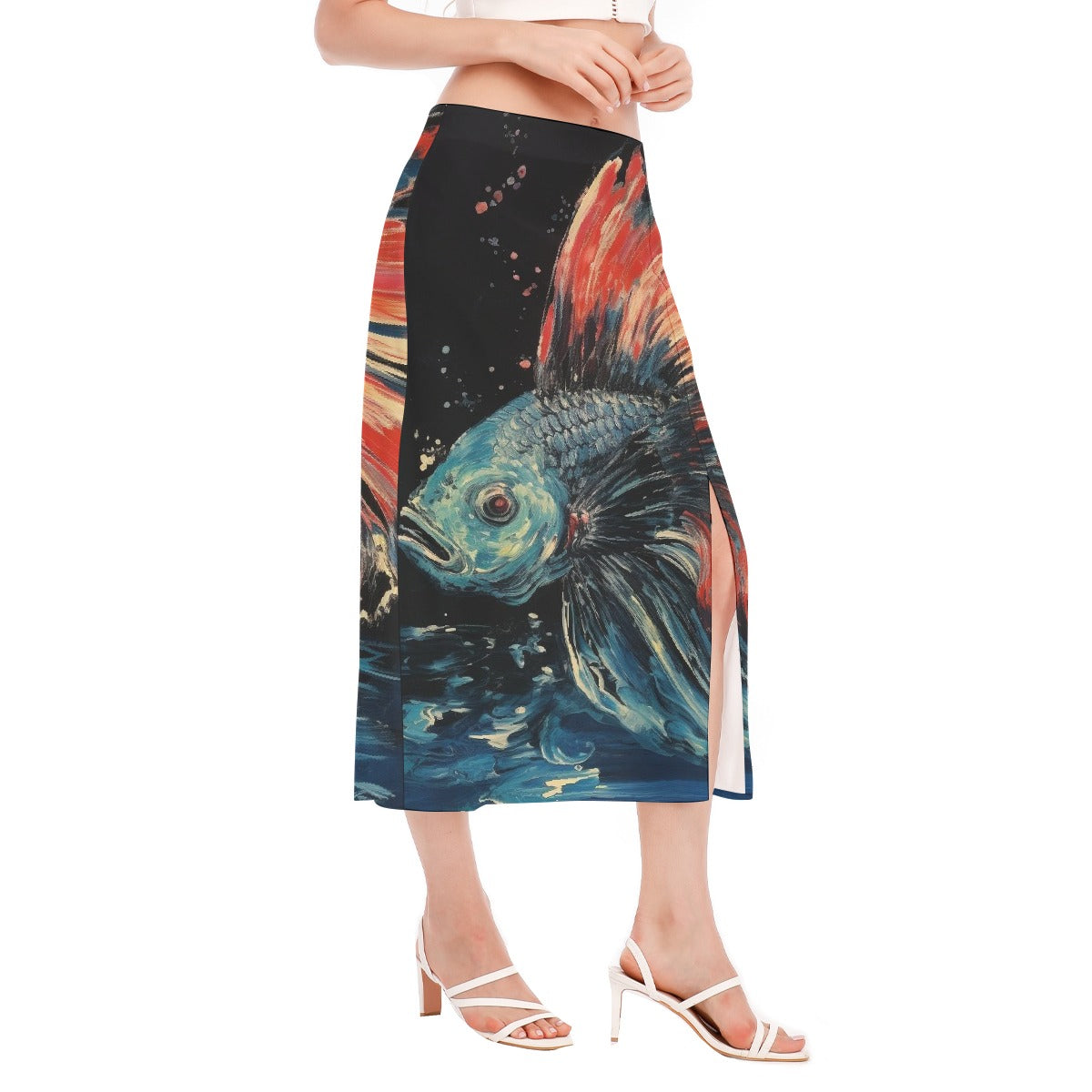 All-Over Print Women's High Slit Long Skirt