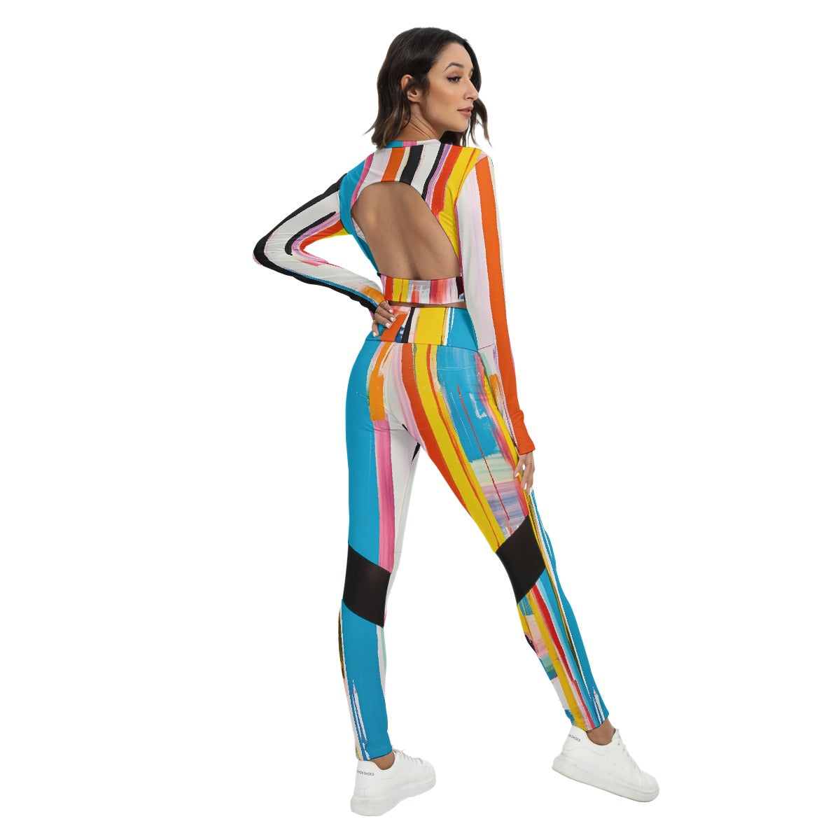 All-Over Print Women's Sport Set With Backless Top And Leggings