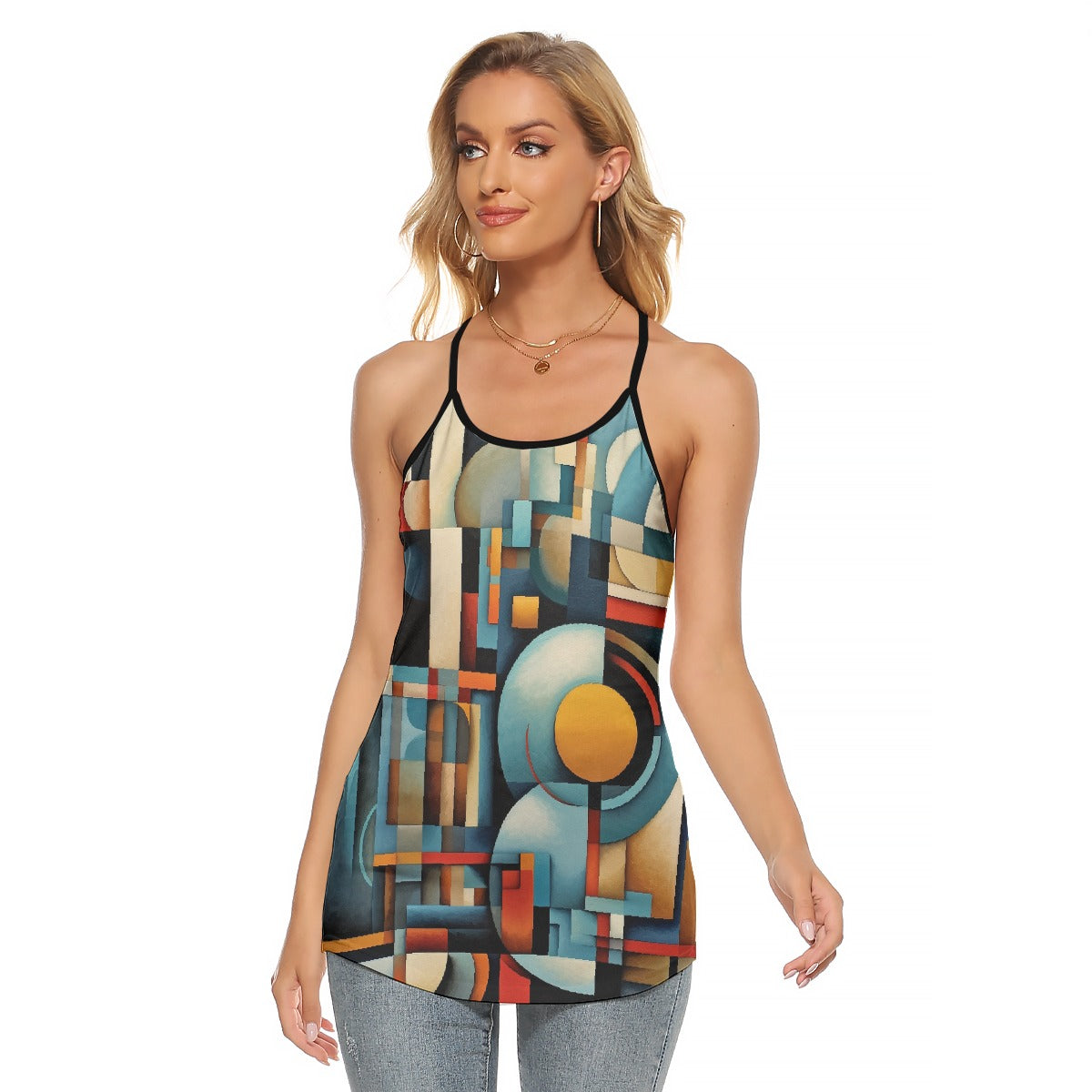 All-Over Print Women's Criss-Cross Open Back Tank Top