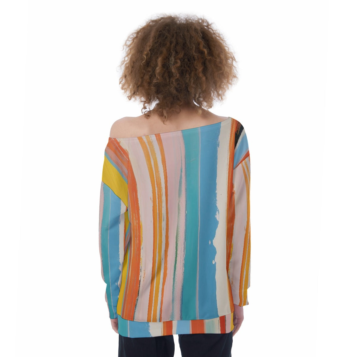All-Over Print Oversized Women's Off-Shoulder Sweatshirt