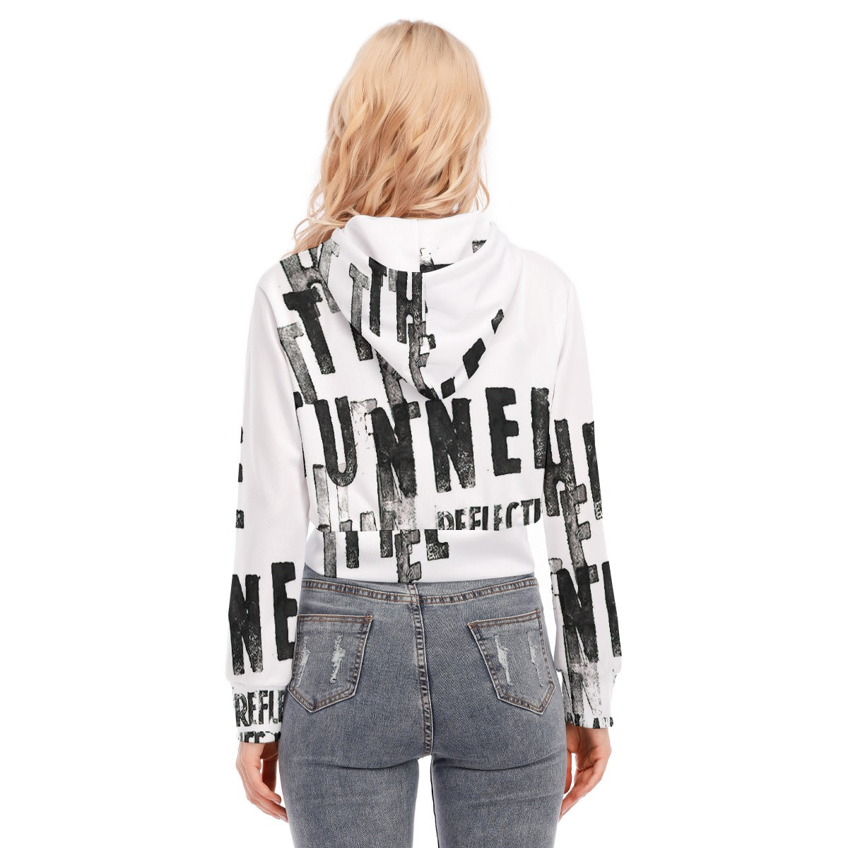 All-Over Print Women's Crop Top Hoodie With Zipper Closure