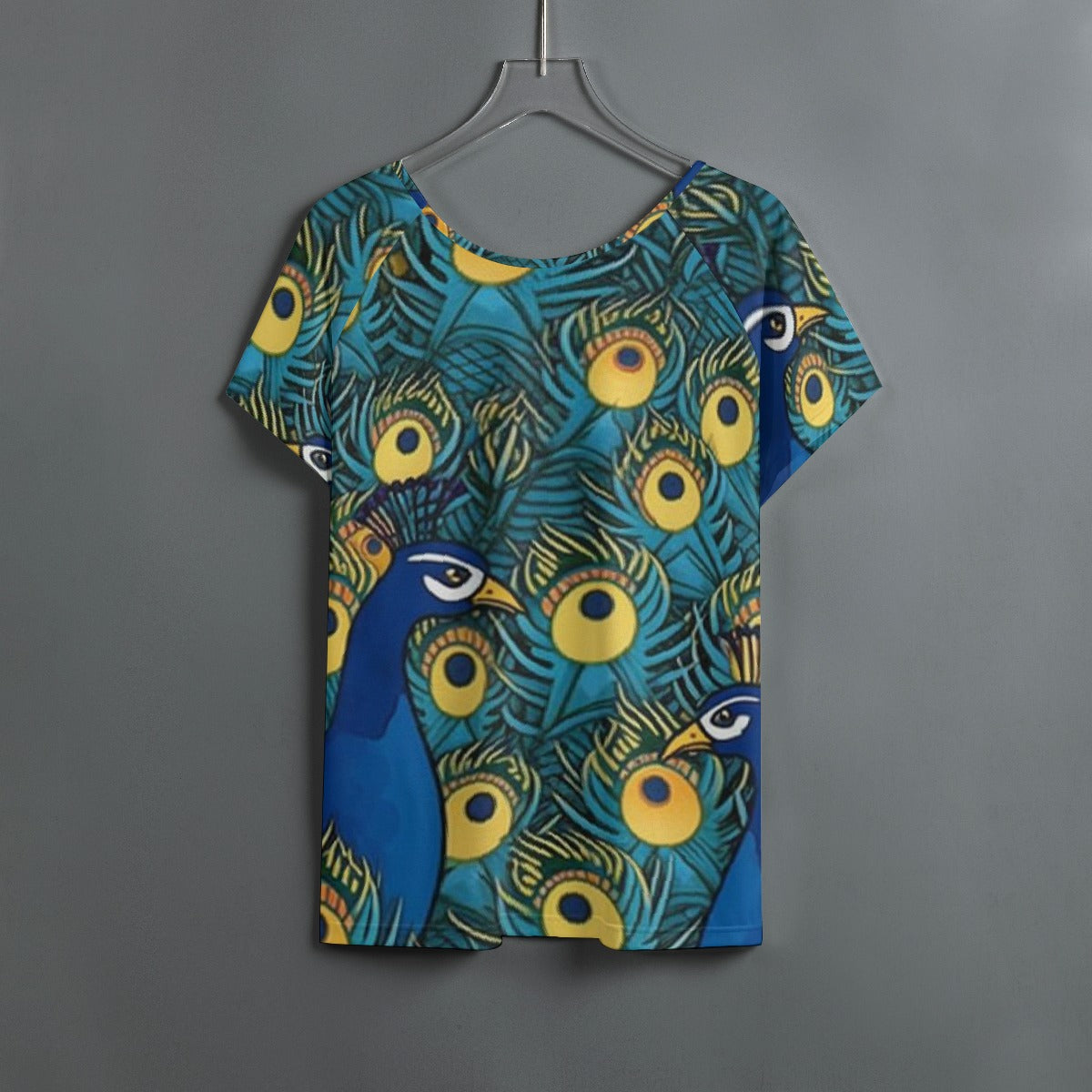 All-Over Print Women's Round Neck T-shirt With Raglan Sleeve