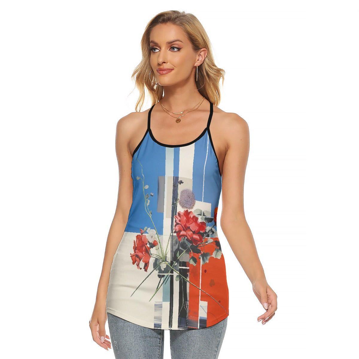 All-Over Print Women's Criss-Cross Open Back Tank Top