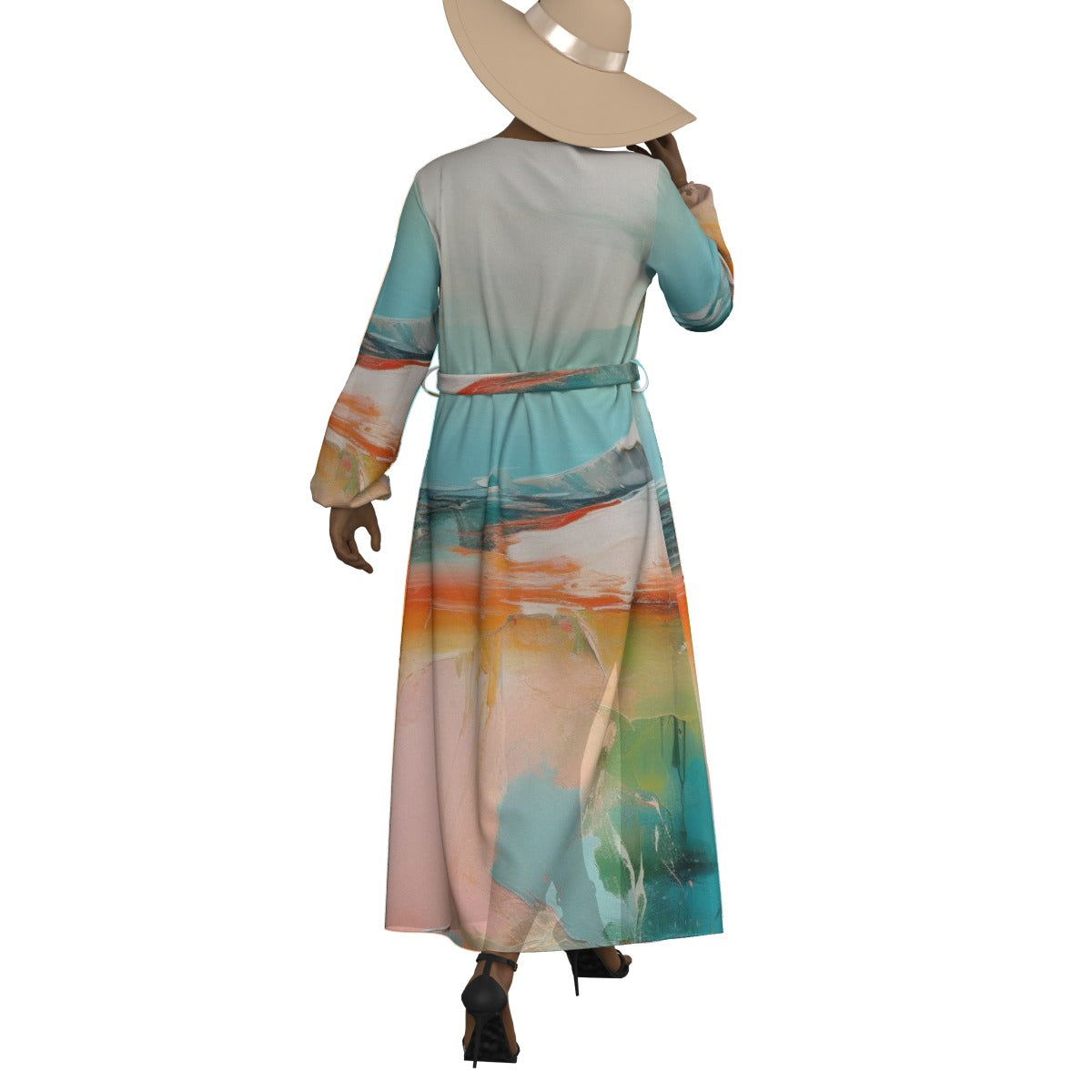 All-Over Print Women's Lace-up Chiffon Robe