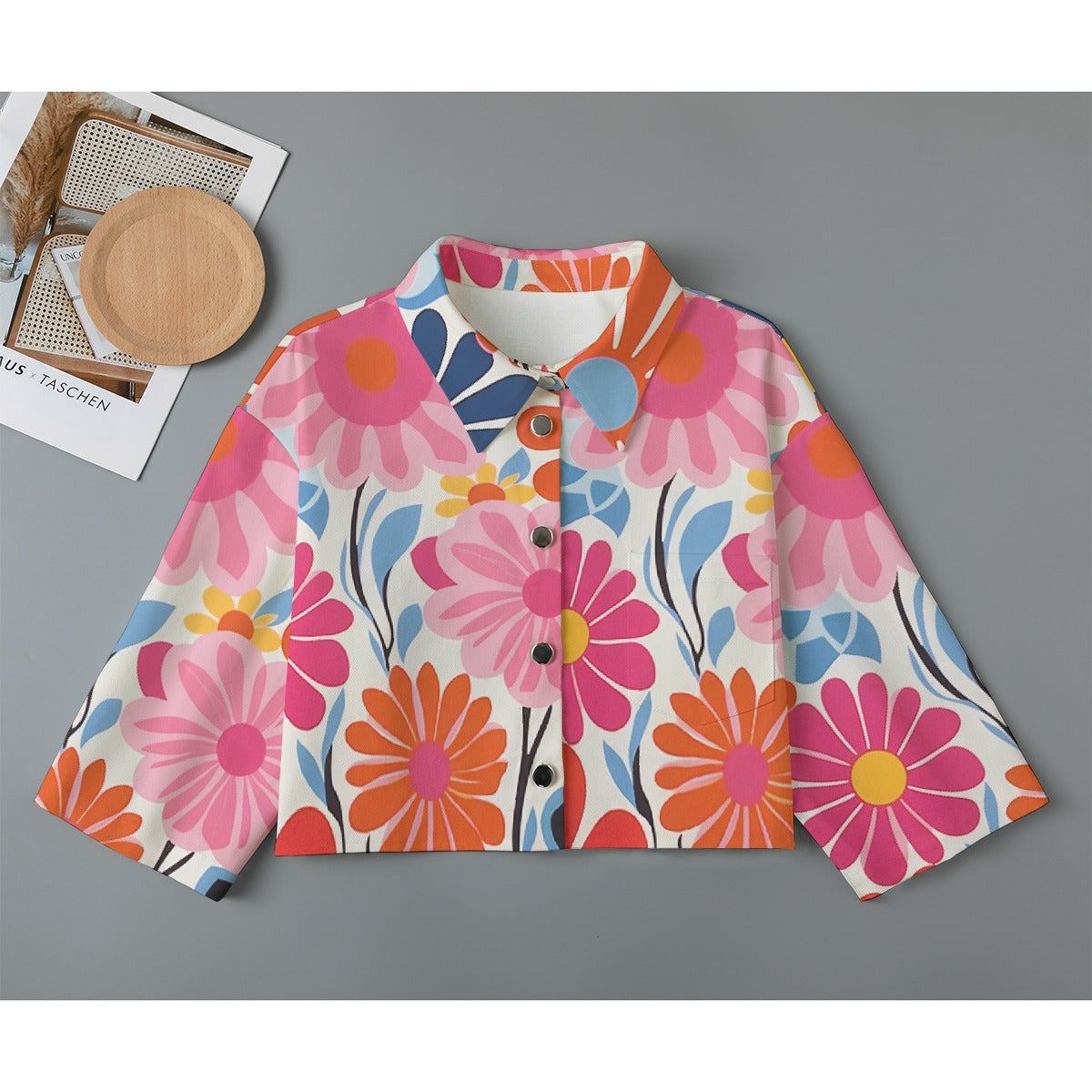 All-Over Print Women's Cropped Jacket | 245GSM Cotton
