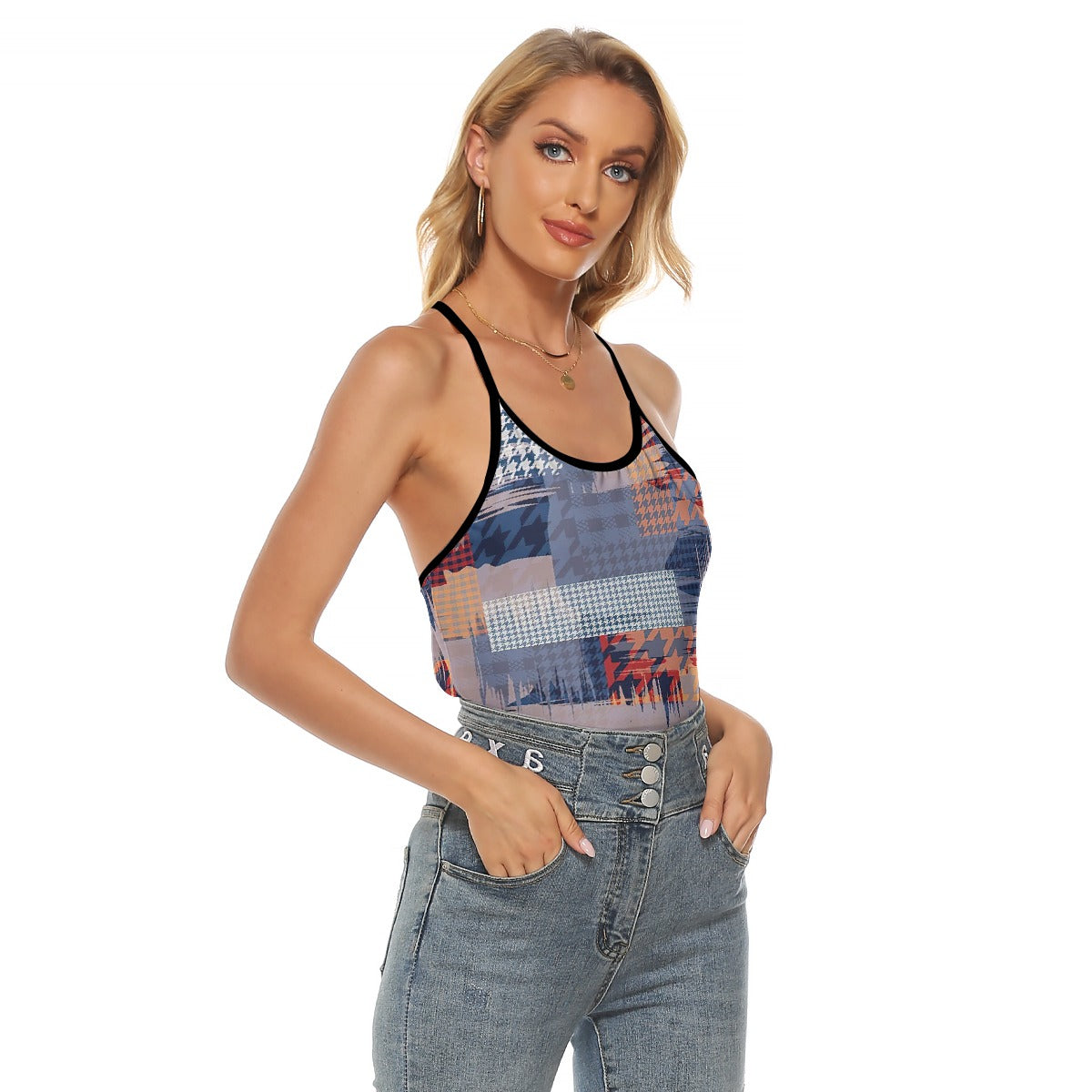 All-Over Print Women's Criss-Cross Open Back Tank Top