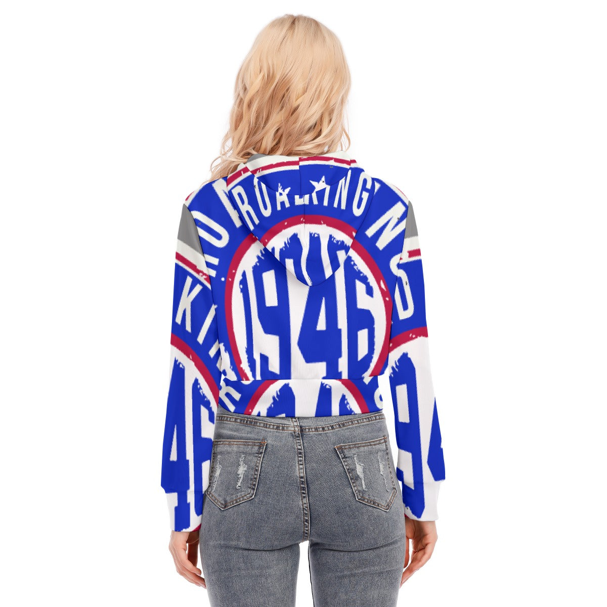 All-Over Print Women's Crop Top Hoodie With Zipper Closure