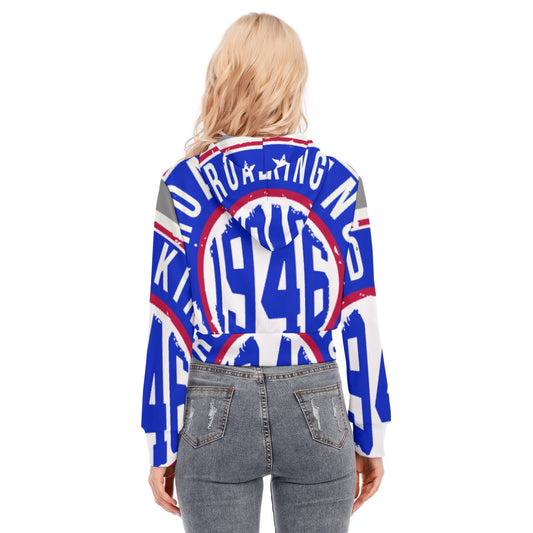 All-Over Print Women's Crop Top Hoodie With Zipper Closure