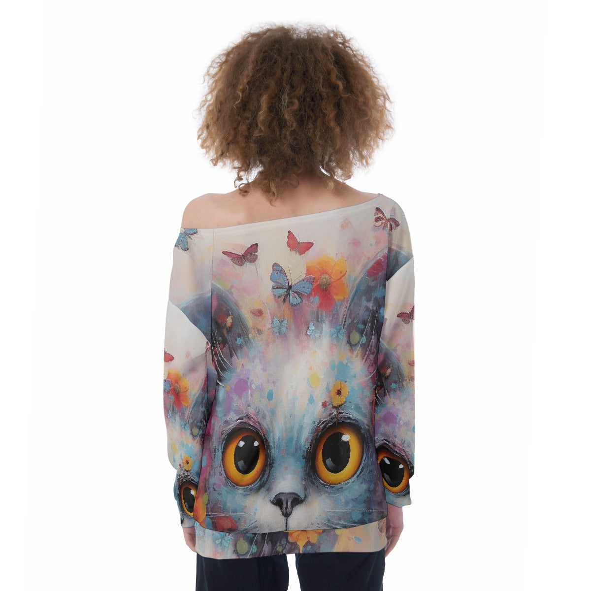 All-Over Print Oversized Women's Off-Shoulder Sweatshirt