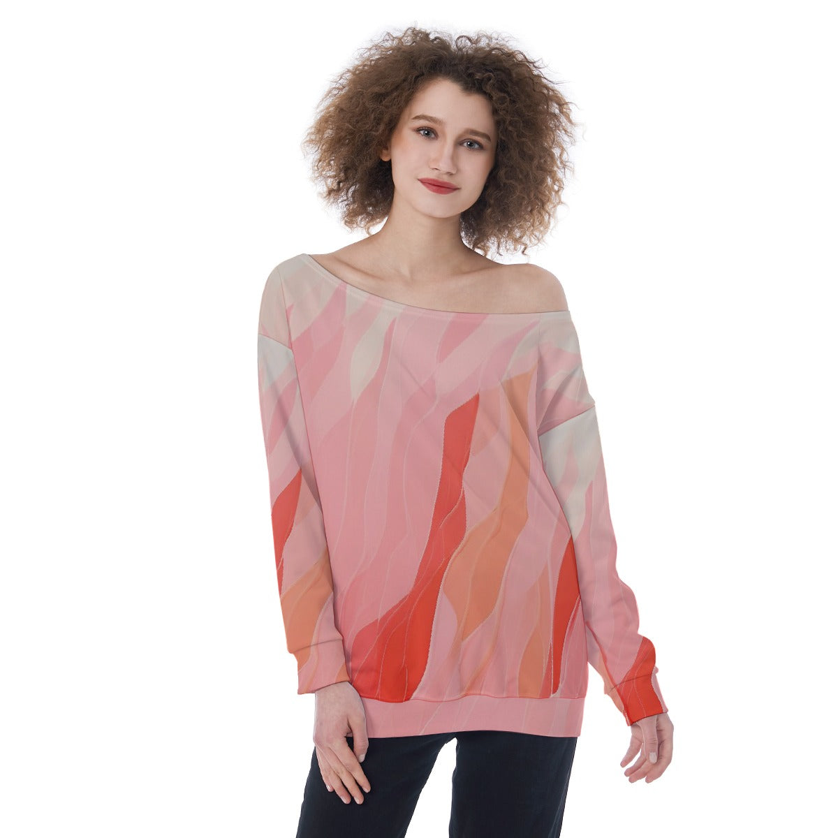 All-Over Print Oversized Women's Off-Shoulder Sweatshirt