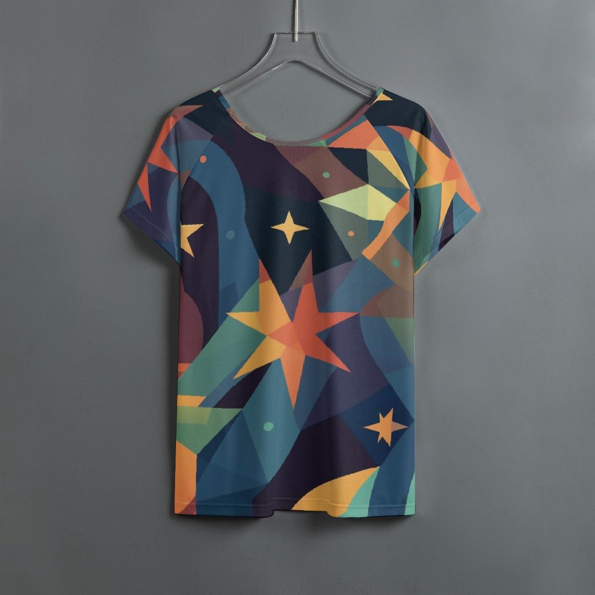All-Over Print Women's Round Neck T-shirt With Raglan Sleeve