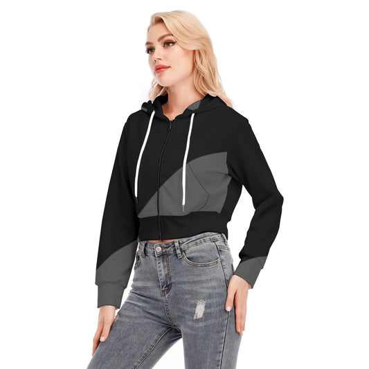 All-Over Print Women's Crop Top Hoodie With Zipper Closure