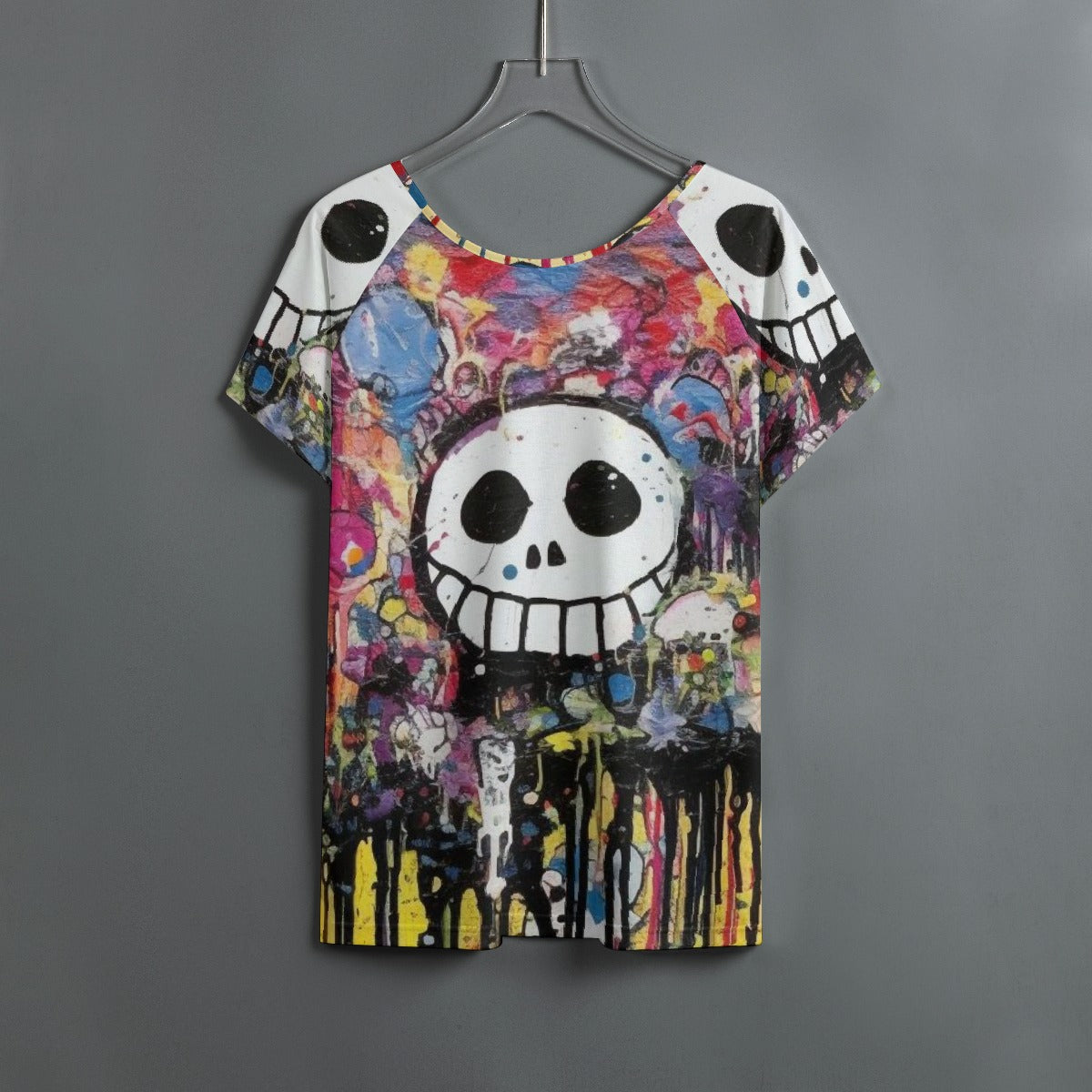 All-Over Print Women's Round Neck T-shirt With Raglan Sleeve