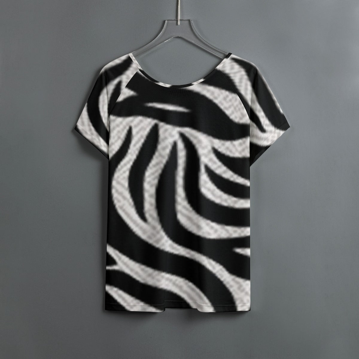 All-Over Print Women's Round Neck T-shirt With Raglan Sleeve