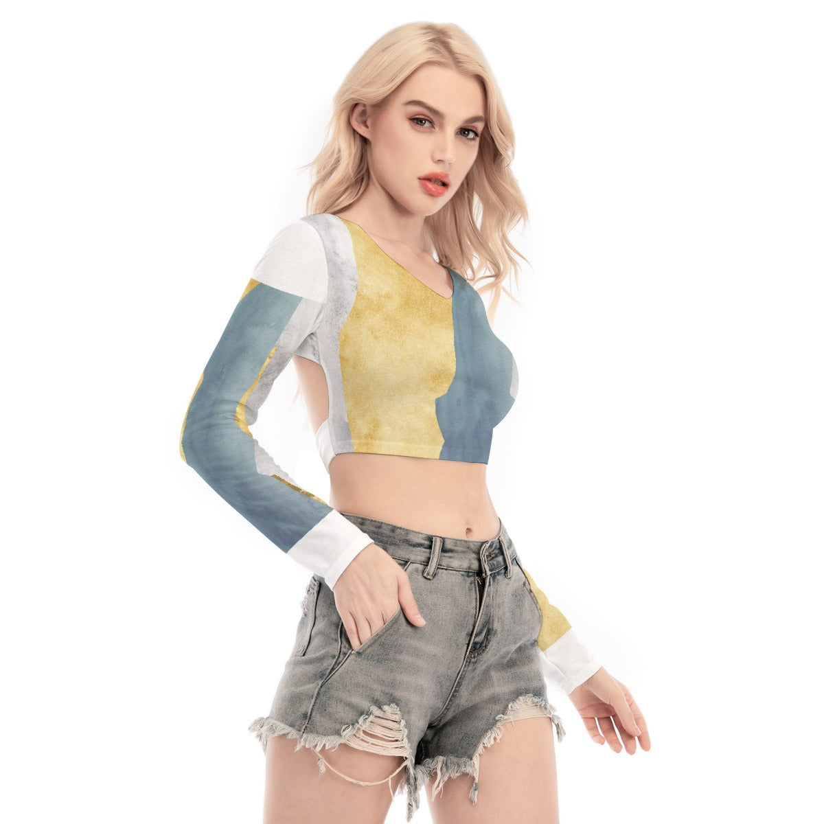 All-Over Print Women's Back Hollow T-shirt With Strap